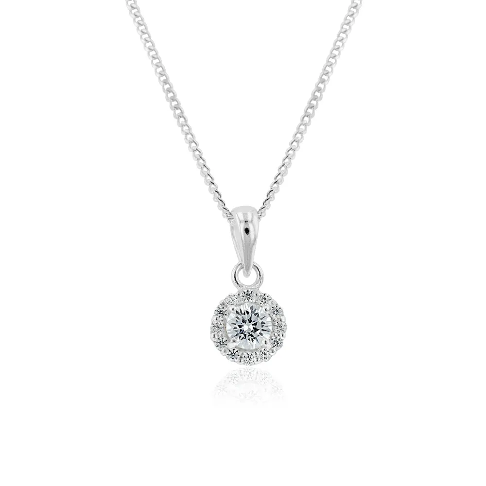 Sterling Silver Zirconia Round Pendant Shiels