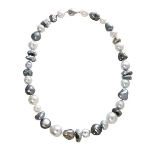 Tahitian & South Sea Pearl 14K White Gold Ball Clasp Necklace Croghans
