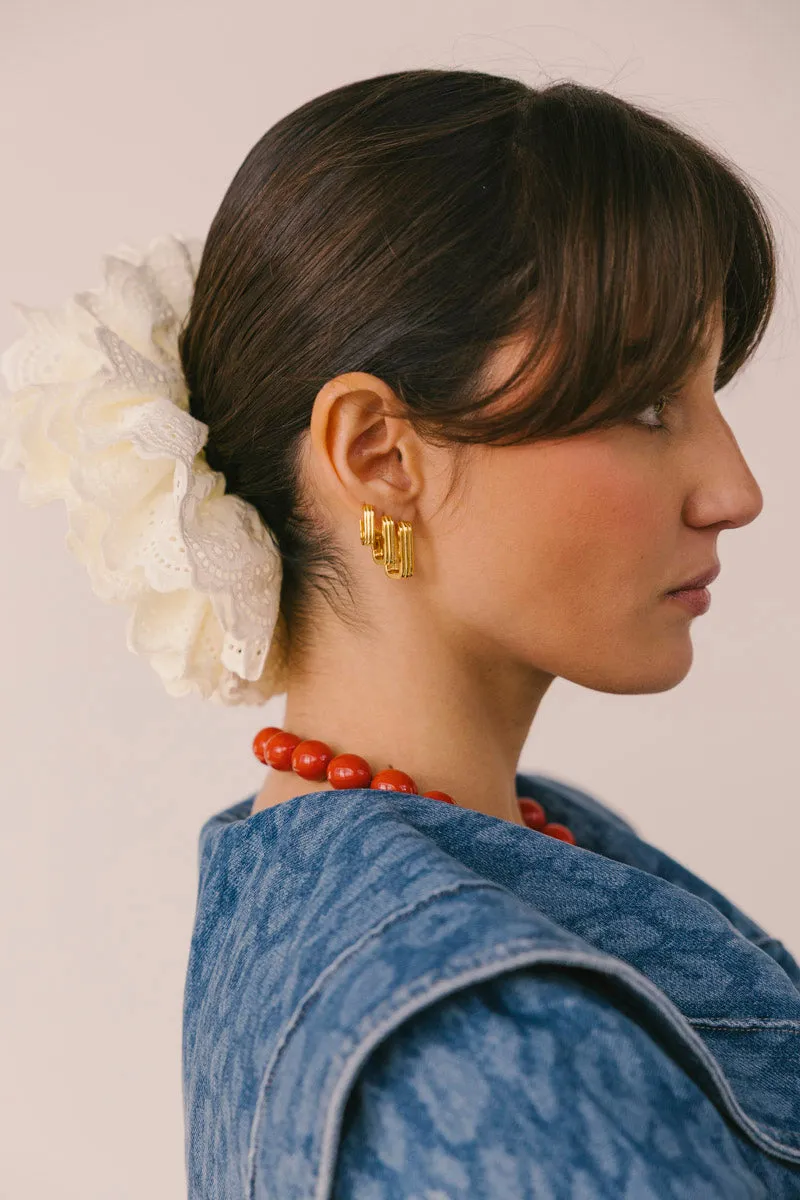 Textured Ovate Hoops Gold Plated (17mm) Wildthings Collectables