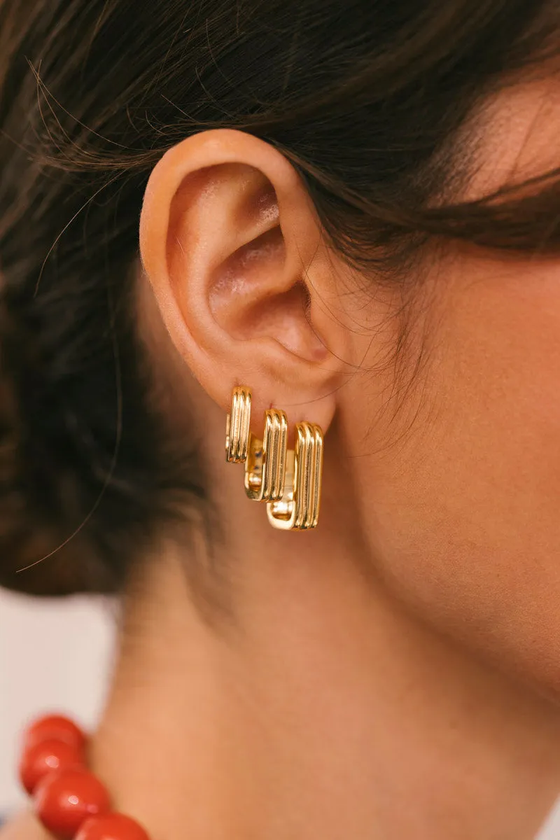 Textured Ovate Hoops Gold Plated (17mm) Wildthings Collectables