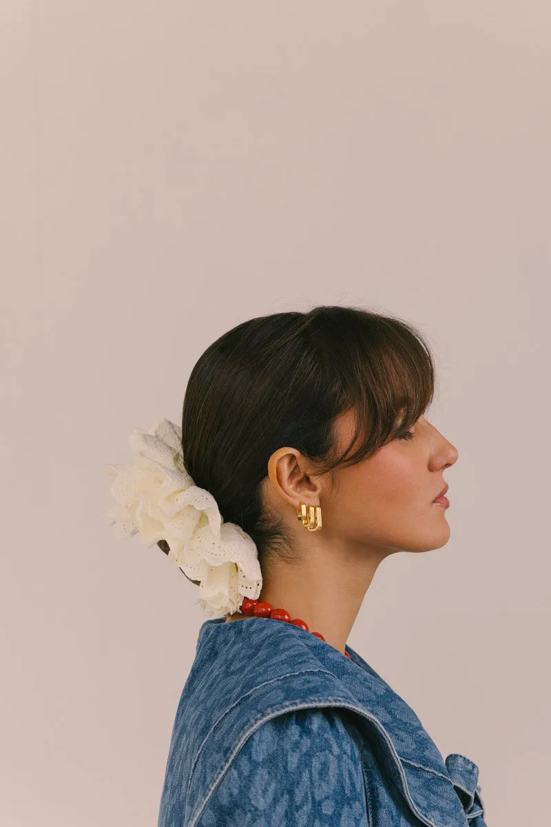 Textured Ovate Hoops Gold Plated (17mm) Wildthings Collectables