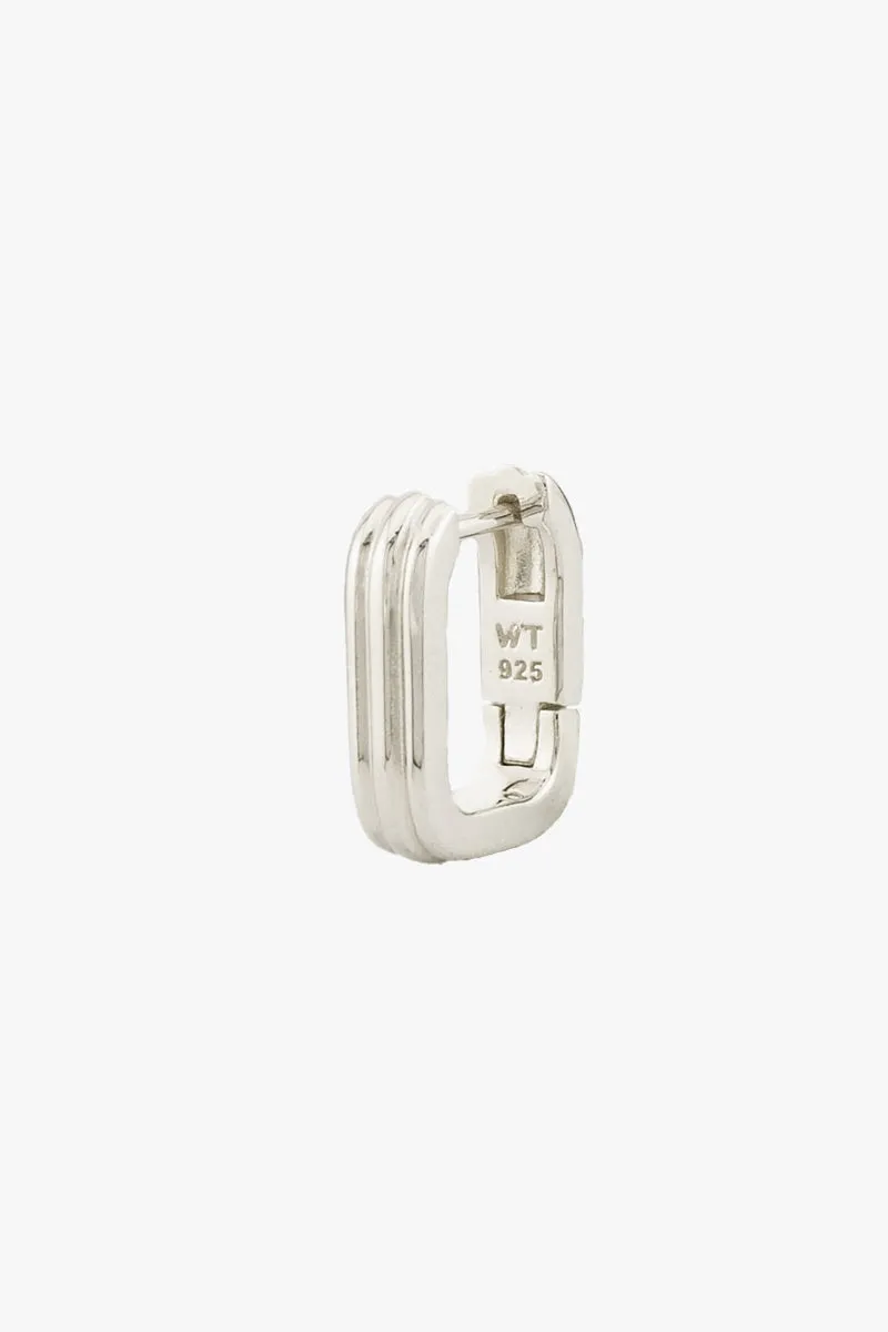 Textured Ovate Hoops Silver (14mm) Wildthings Collectables