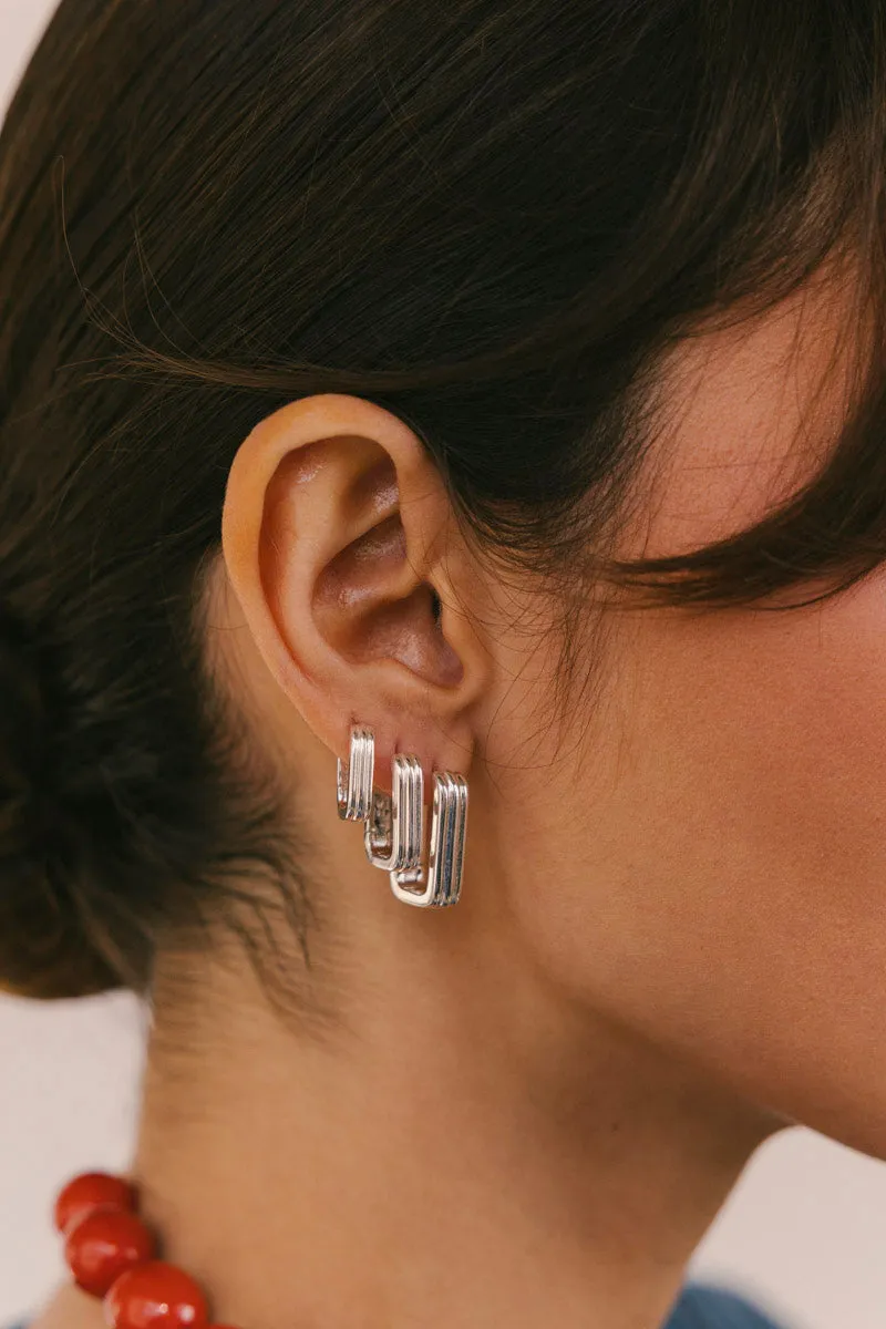 Textured Ovate Hoops Silver (14mm) Wildthings Collectables