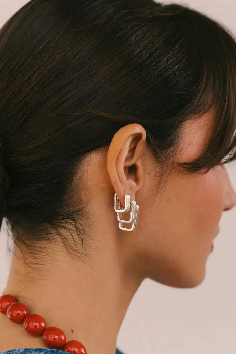 Textured Ovate Hoops Silver (14mm) Wildthings Collectables