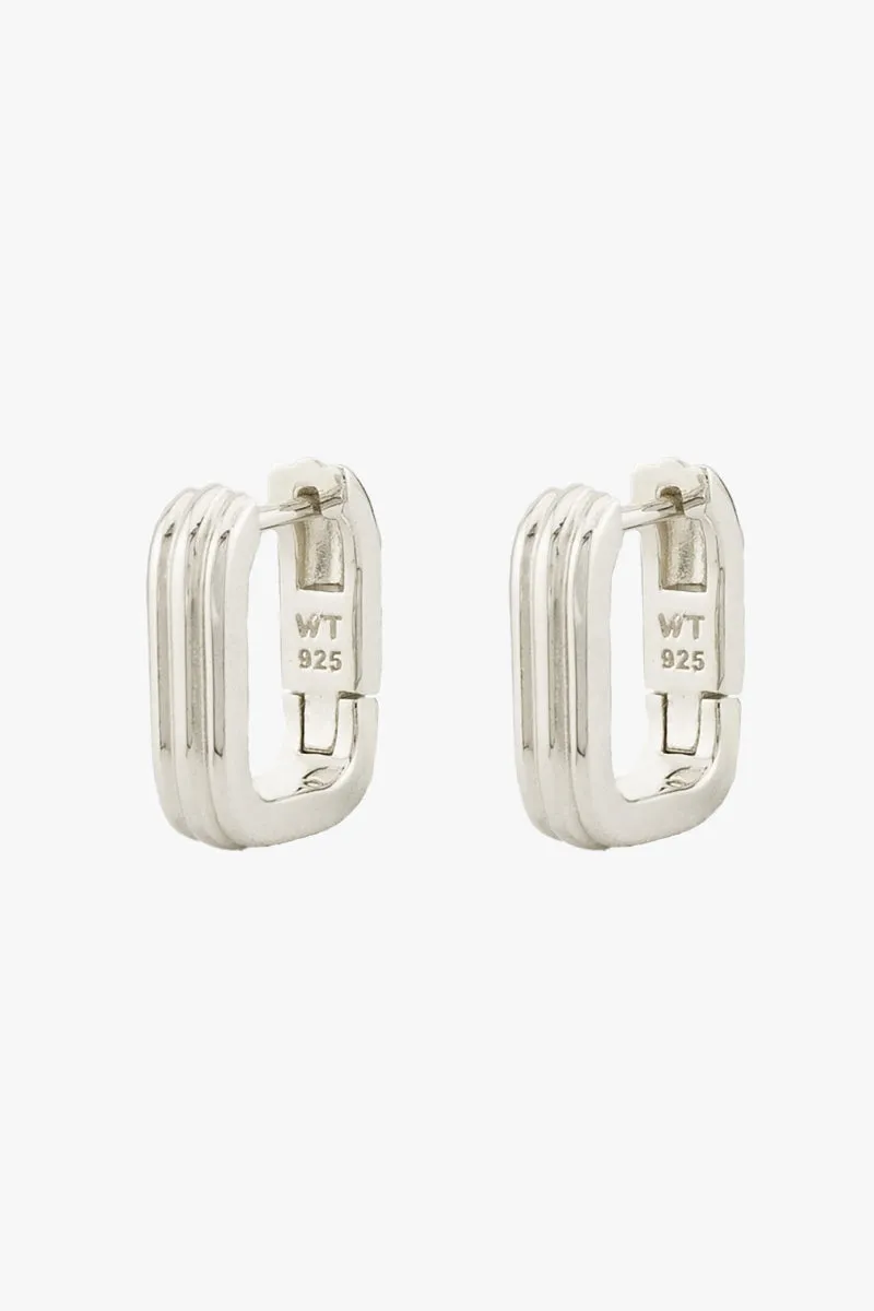Textured Ovate Hoops Silver (14mm) Wildthings Collectables