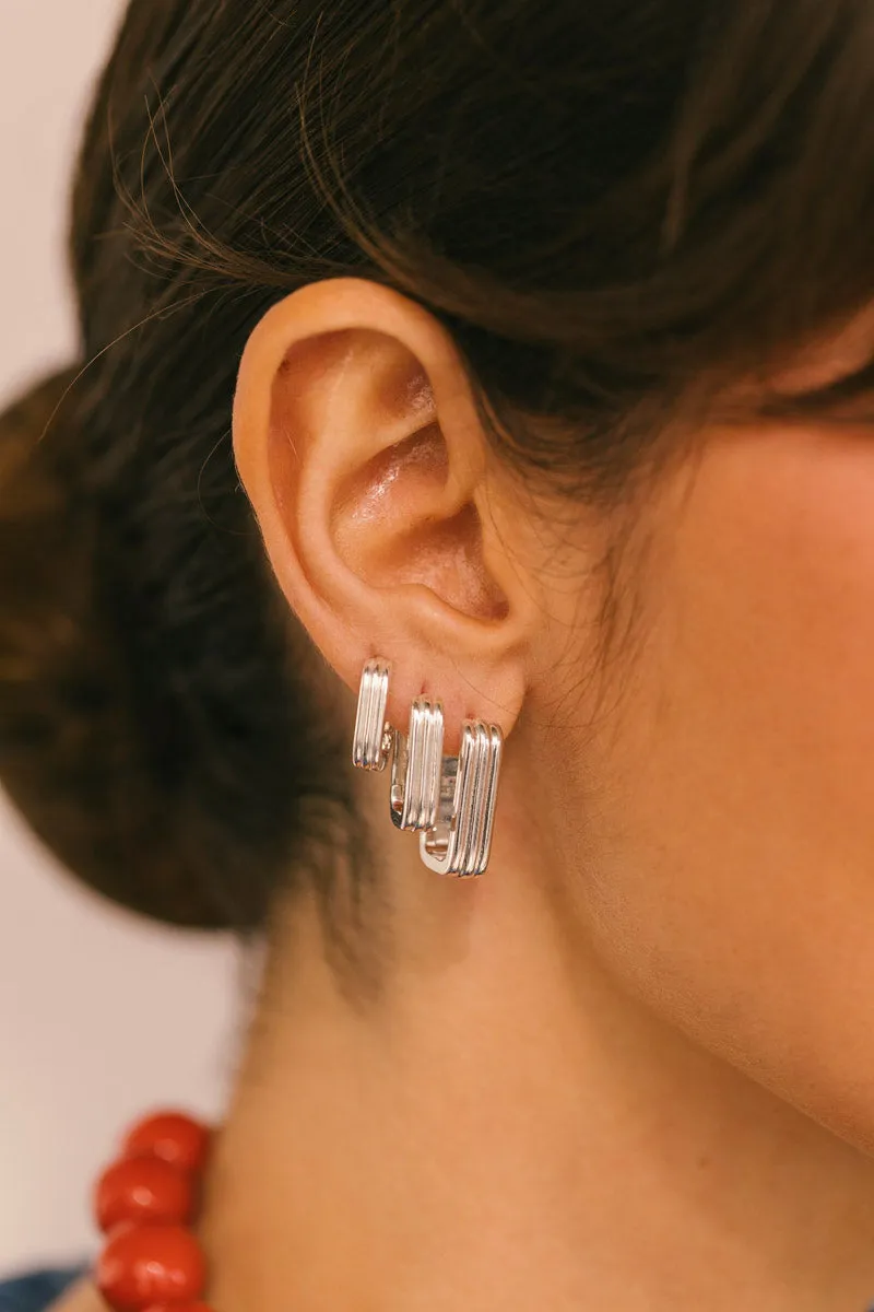 Textured Ovate Hoops Silver (14mm) Wildthings Collectables