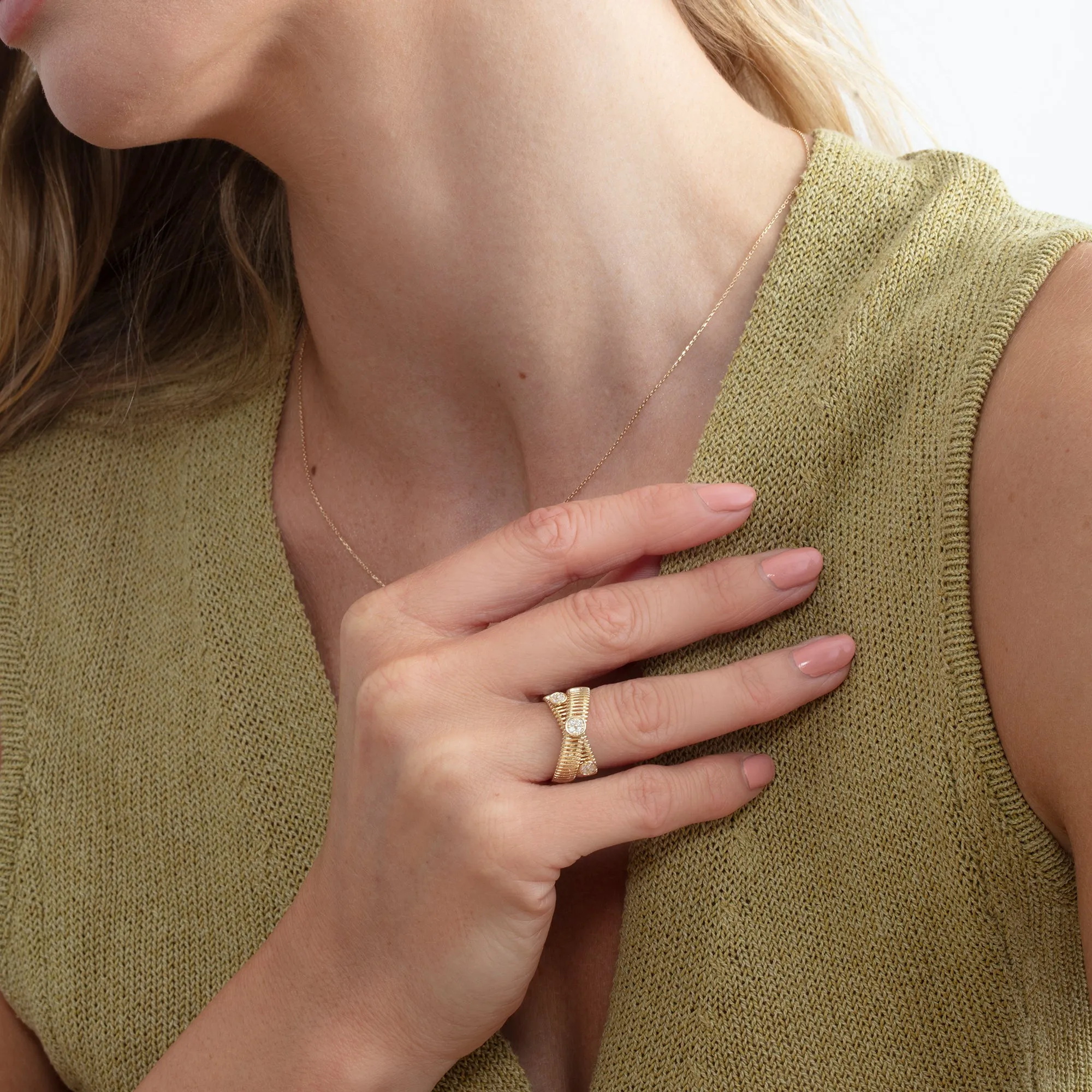 Thick Criss Cross Diamond Ring, Camryn SARAHELISE