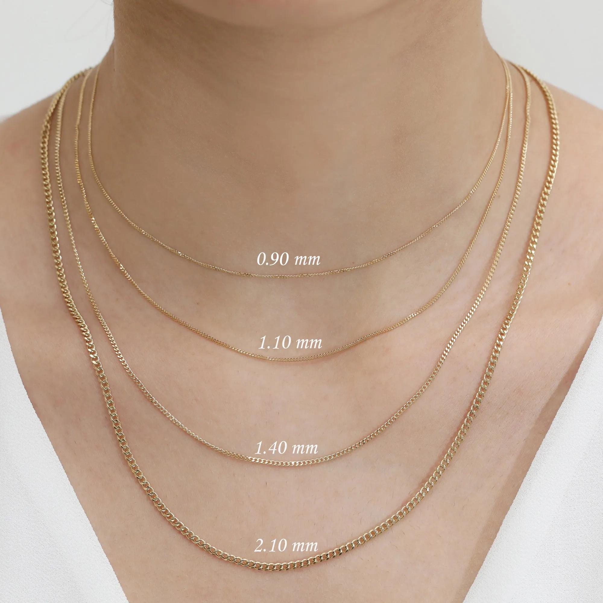 Thin Cuban Link Chain Necklace, Mira SARAHELISE