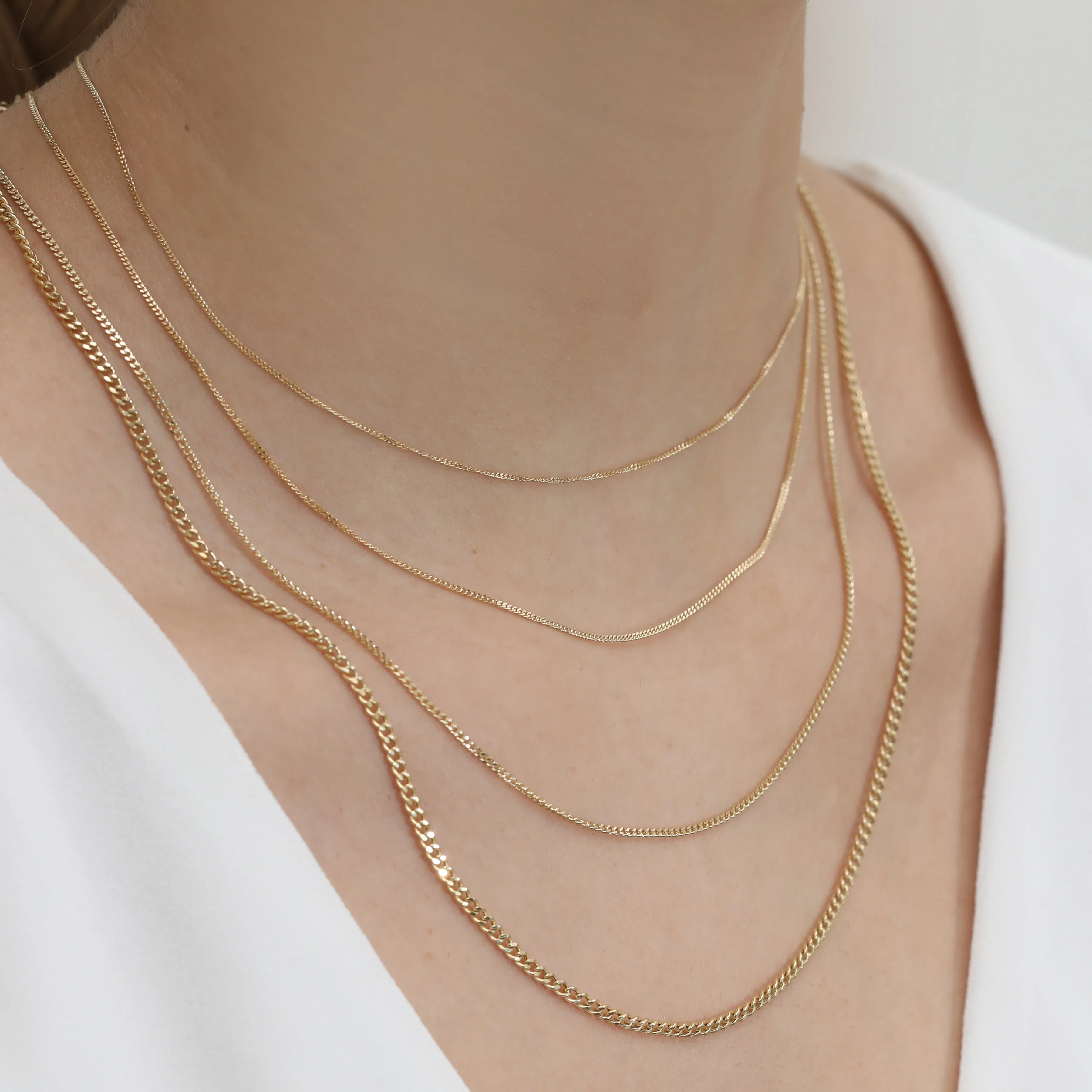 Thin Cuban Link Chain Necklace, Mira SARAHELISE