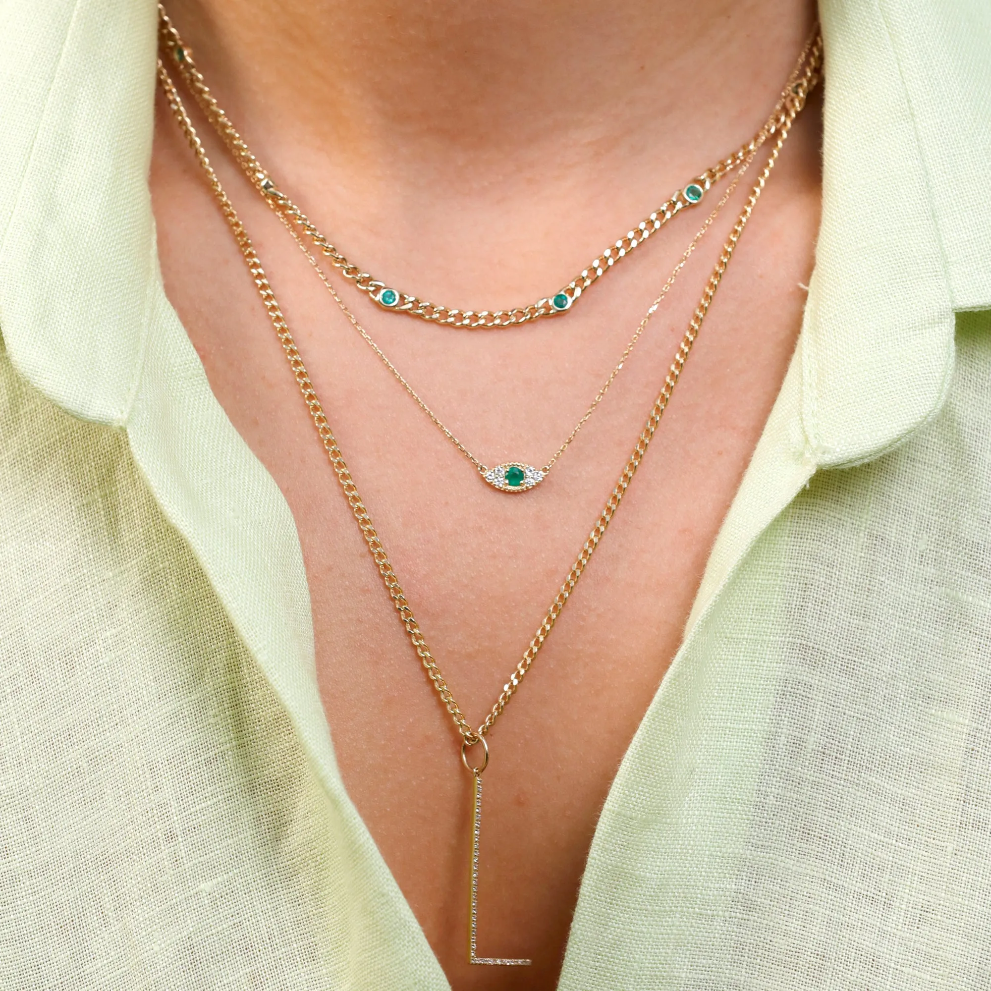 Thin Cuban Link Chain Necklace, Mira SARAHELISE