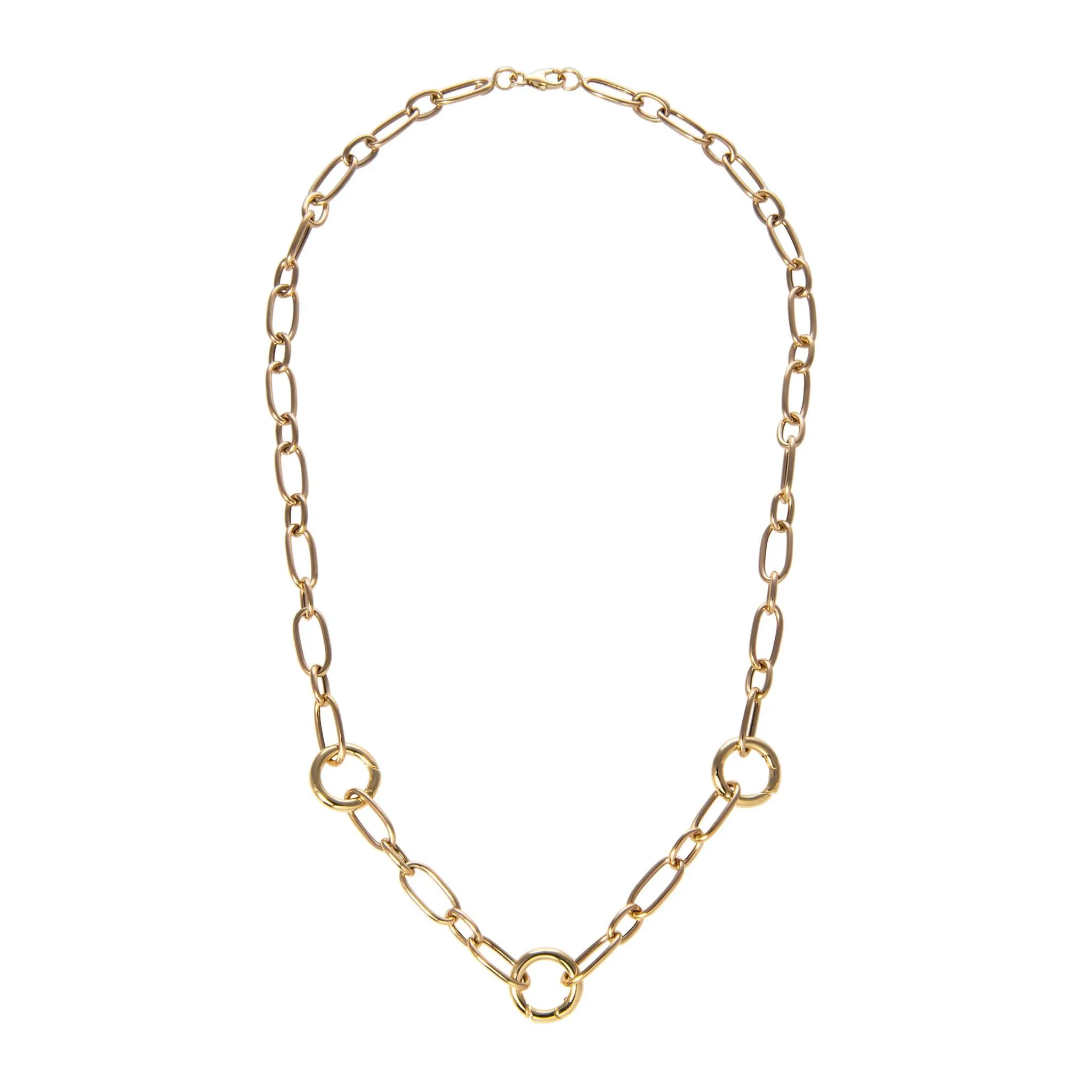 Three-Station Charm Holder Mixed Oval Link Necklace Croghans