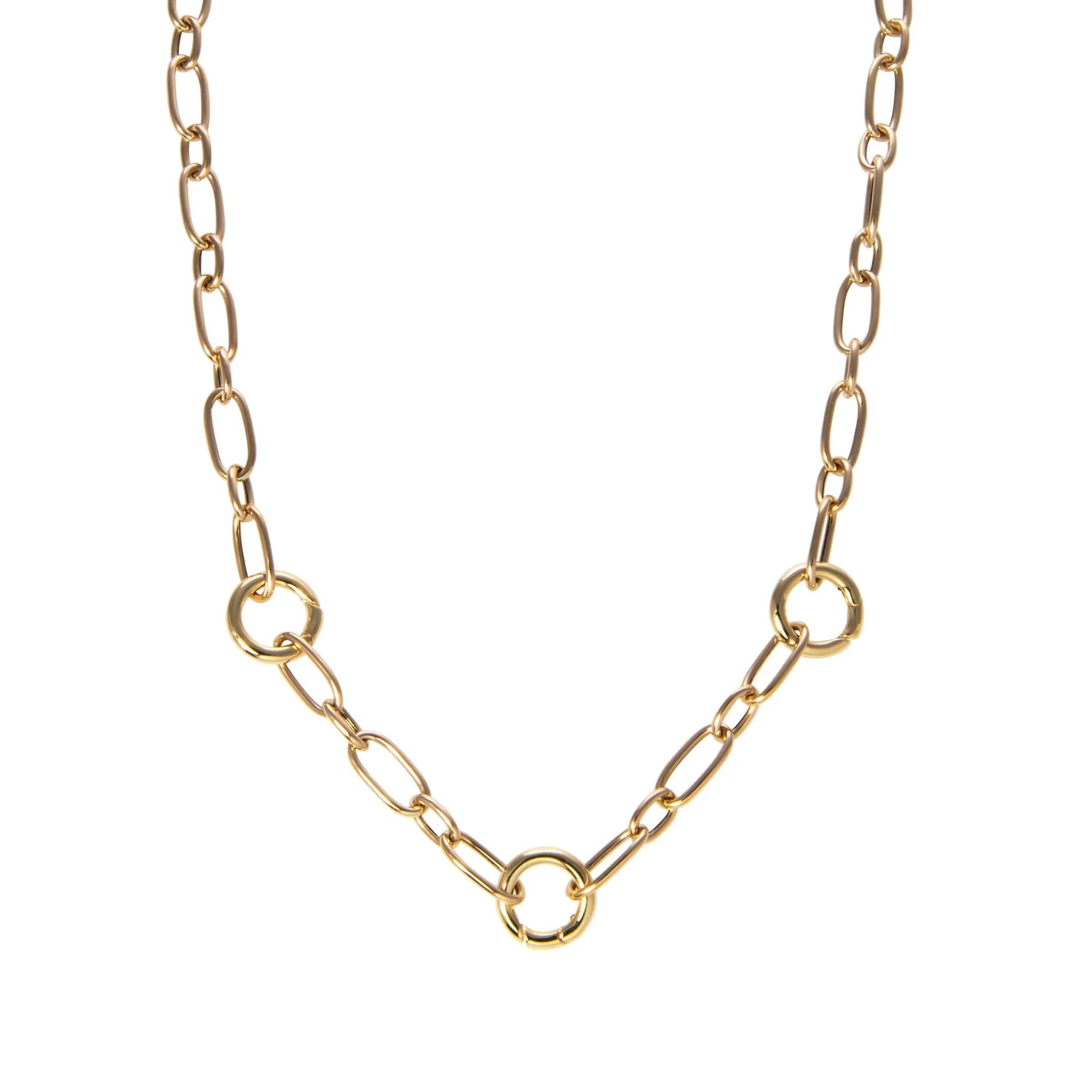 Three-Station Charm Holder Mixed Oval Link Necklace Croghans