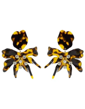 Tortoiseshell Daffodil Crystal Earrings