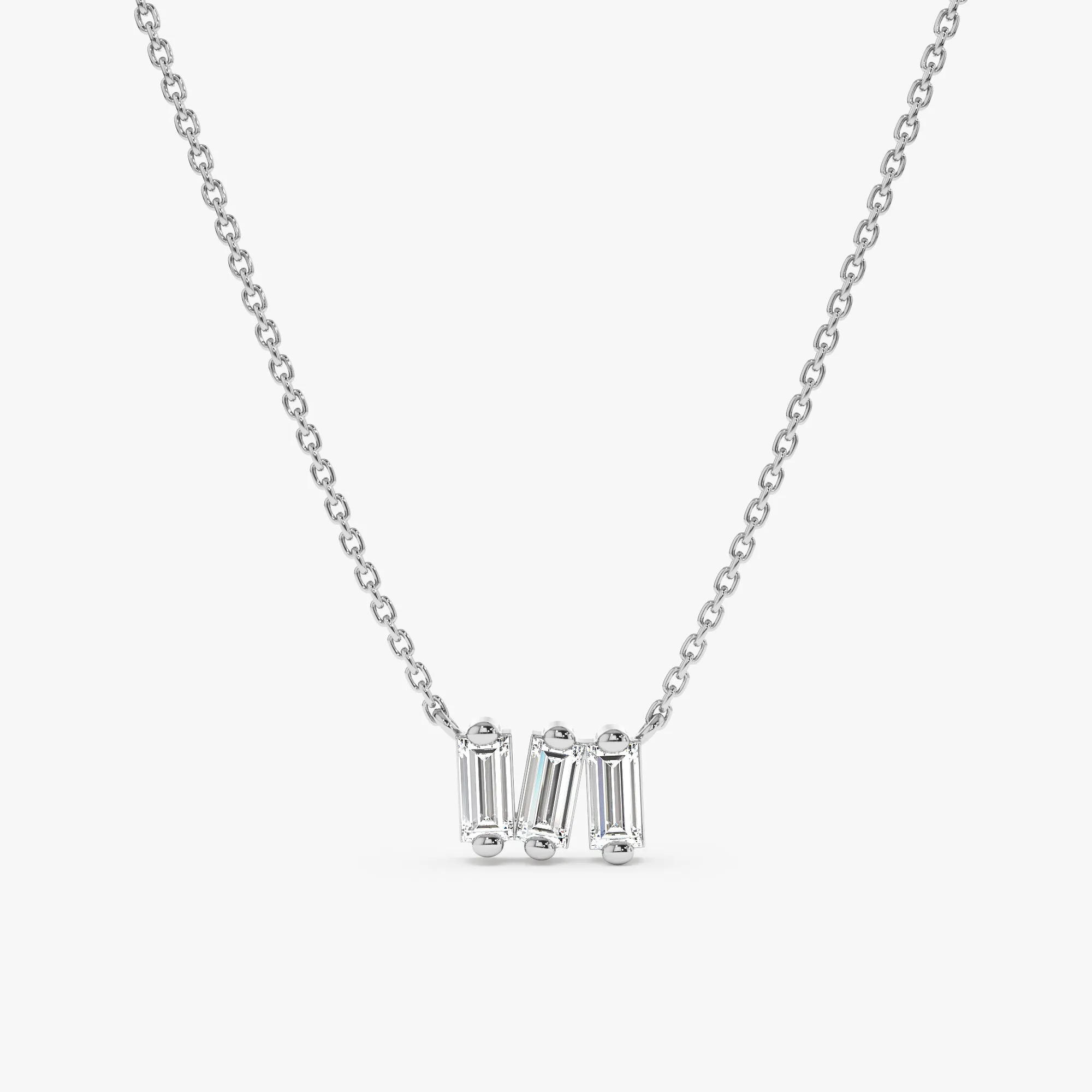 Triple Baguette Diamond Cluster Necklace, Mia SARAHELISE