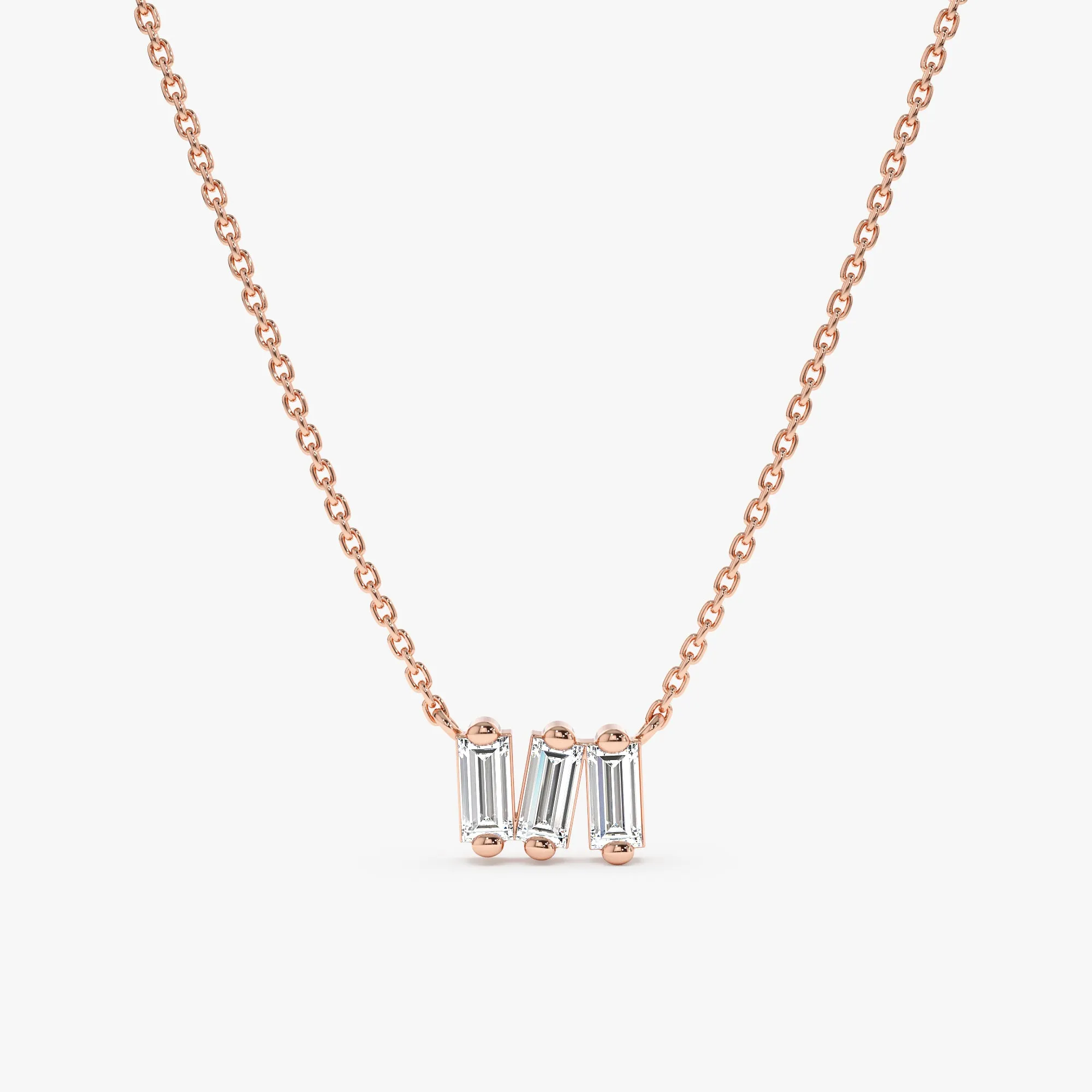 Triple Baguette Diamond Cluster Necklace, Mia SARAHELISE