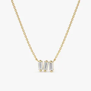 Triple Baguette Diamond Cluster Necklace, Mia SARAHELISE