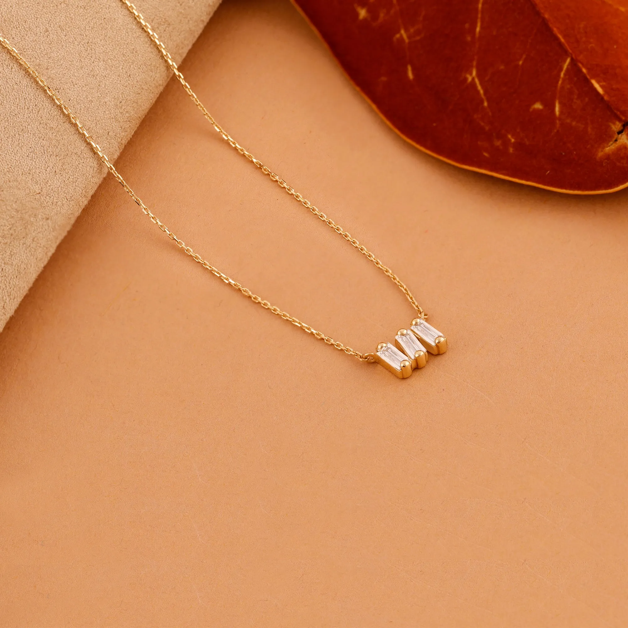 Triple Baguette Diamond Cluster Necklace, Mia SARAHELISE