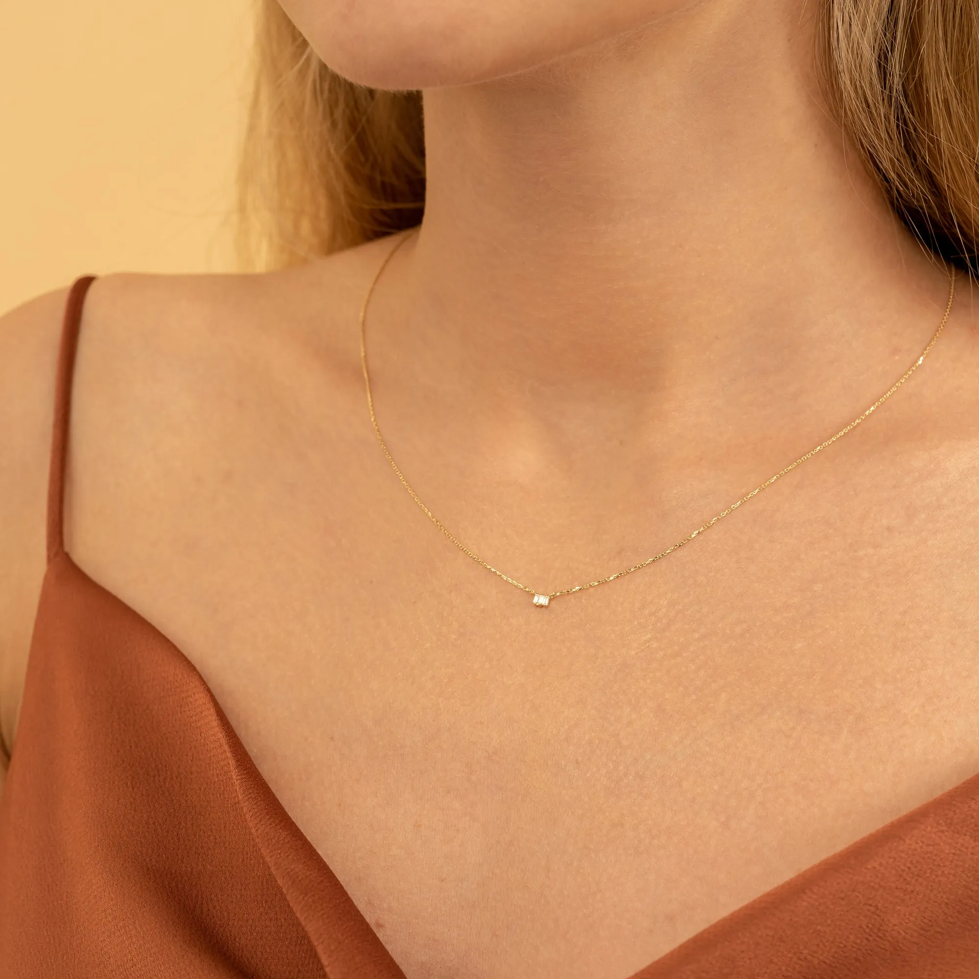 Triple Baguette Diamond Necklace, Helena SARAHELISE