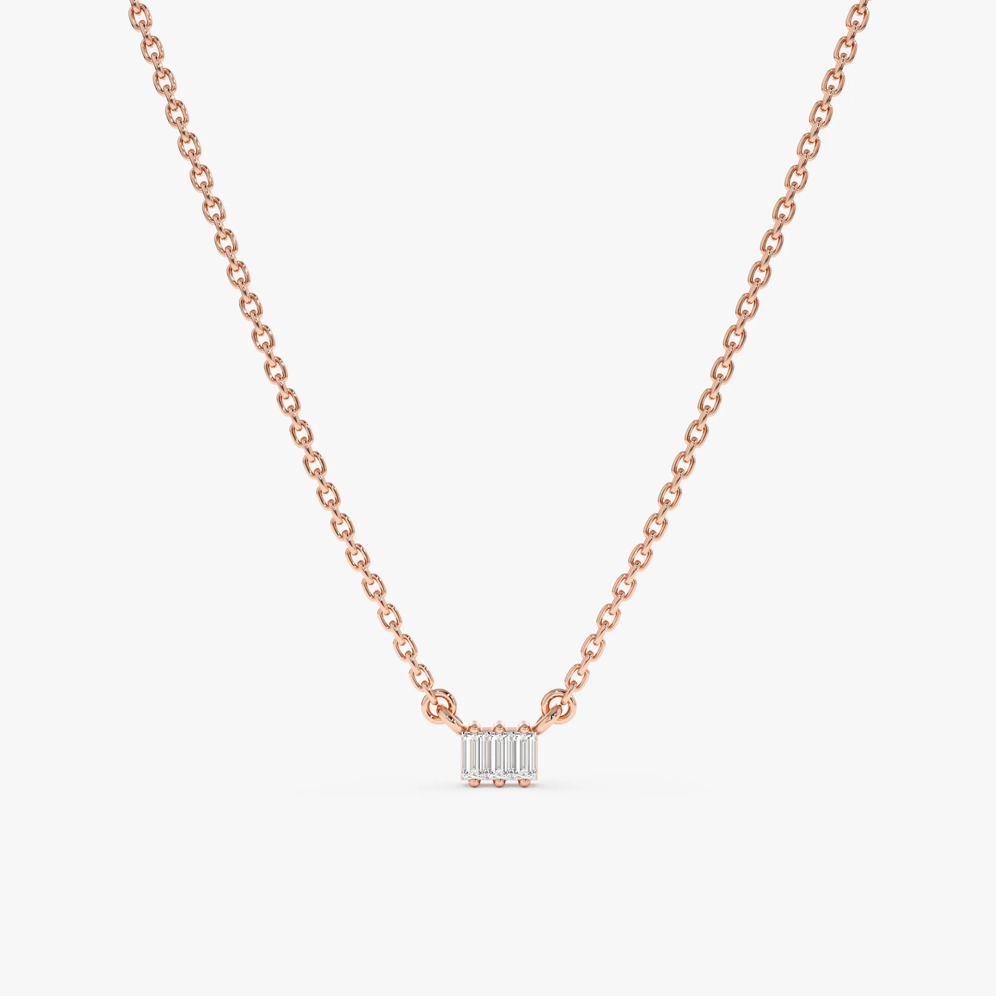 Triple Baguette Diamond Necklace, Helena SARAHELISE