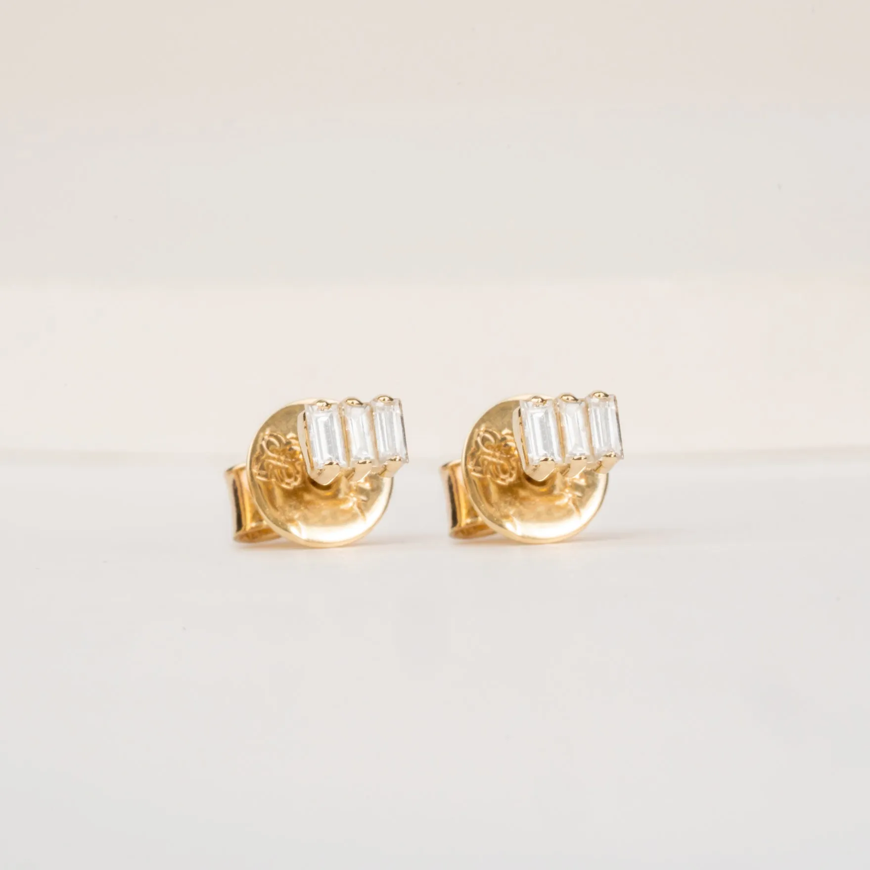 Triple Baguette Diamond Studs, Helena SARAHELISE