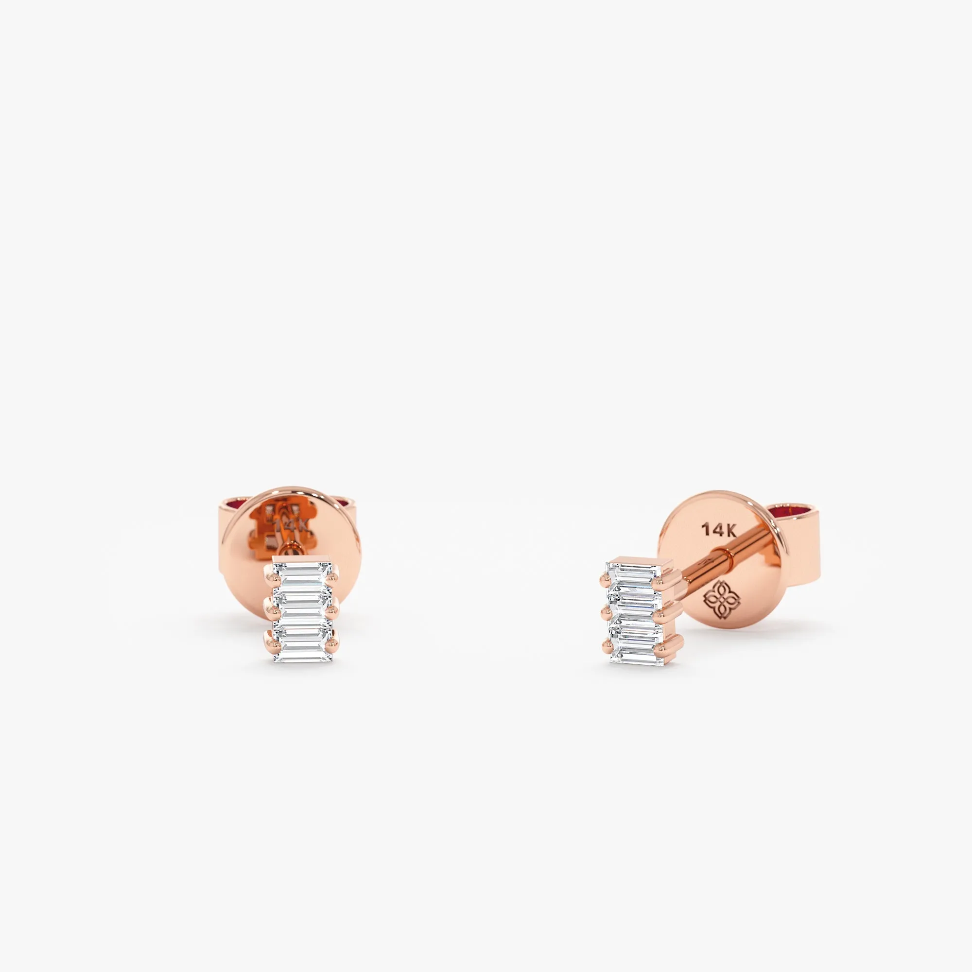 Triple Baguette Diamond Studs, Helena SARAHELISE