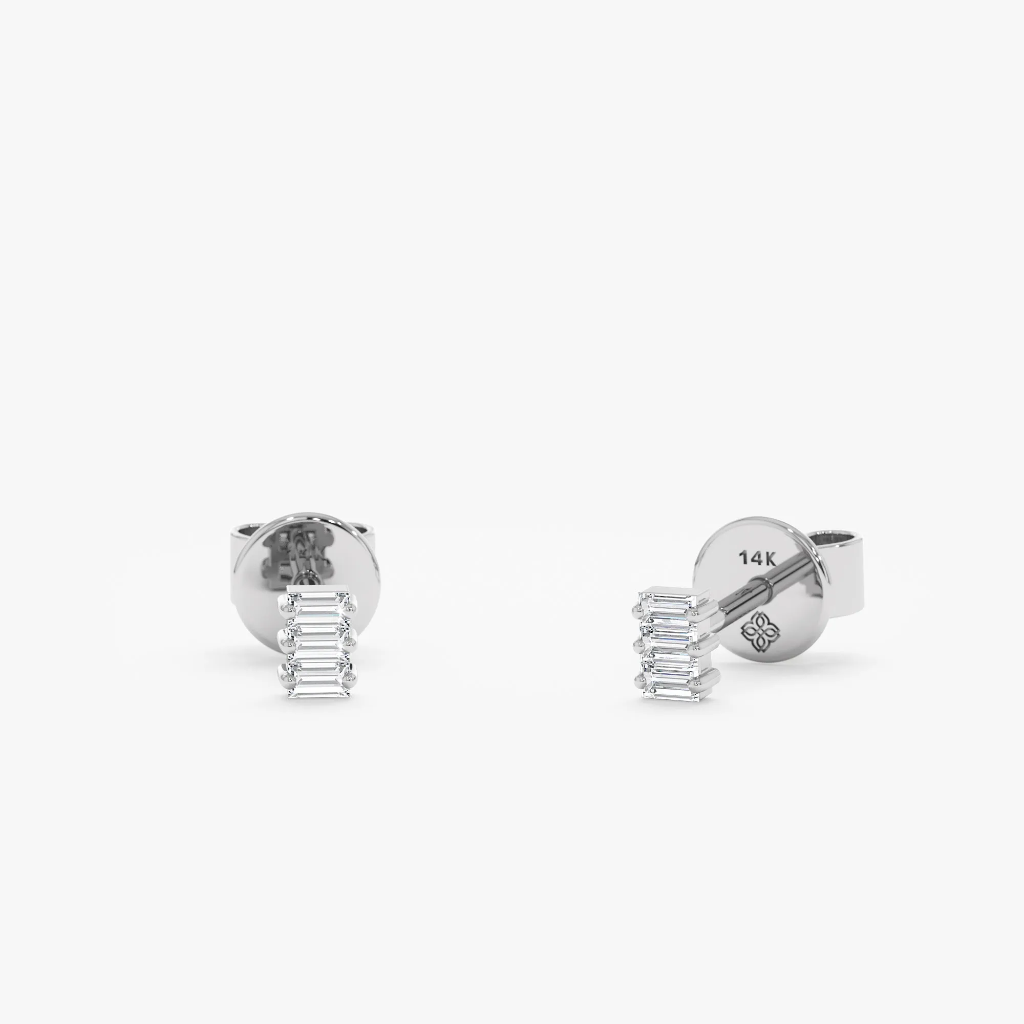 Triple Baguette Diamond Studs, Helena SARAHELISE