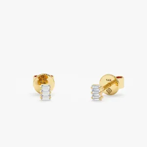 Triple Baguette Diamond Studs, Helena SARAHELISE