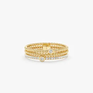 Triple Band Diamond Stack Ring, Capri SARAHELISE