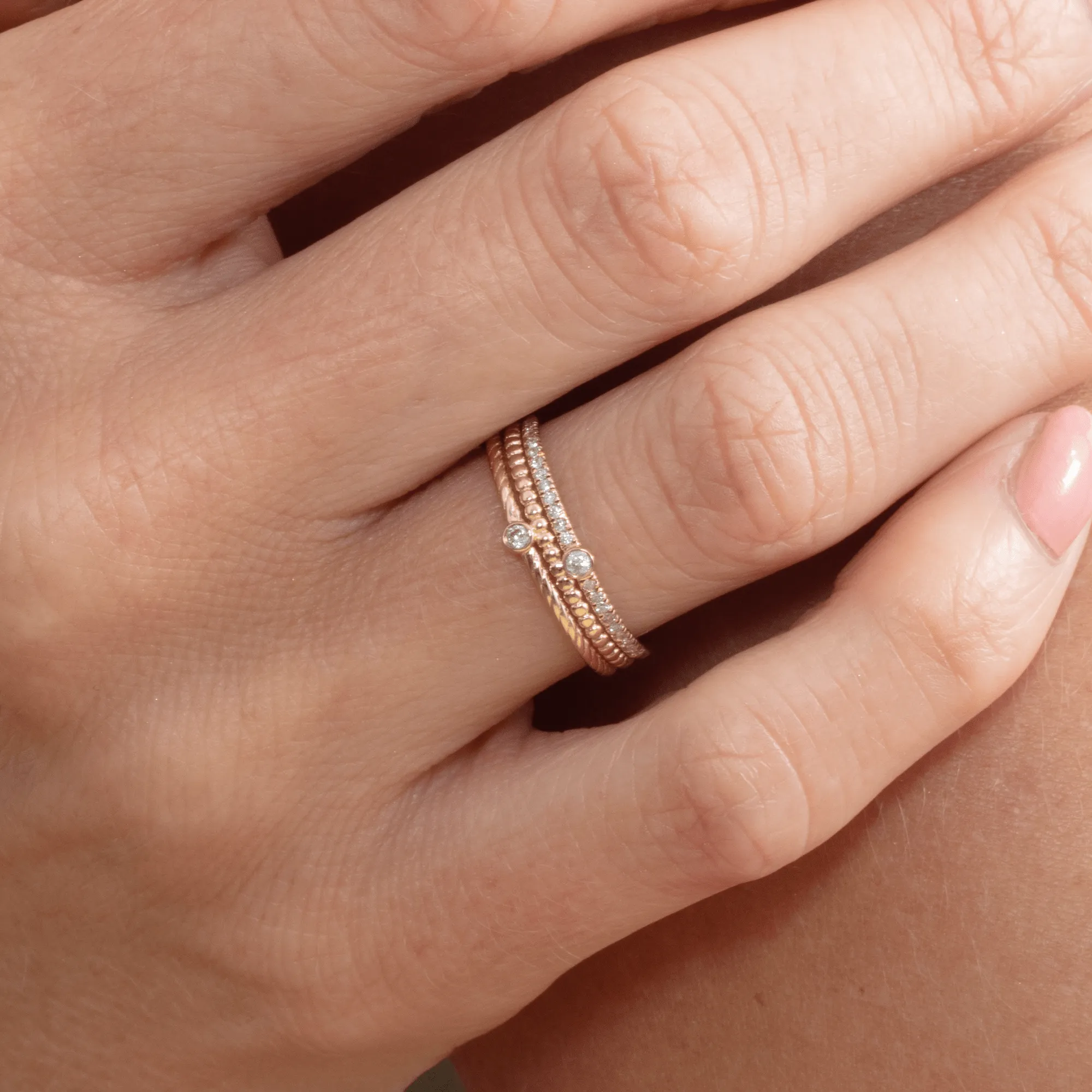 Triple Band Diamond Stack Ring, Capri SARAHELISE