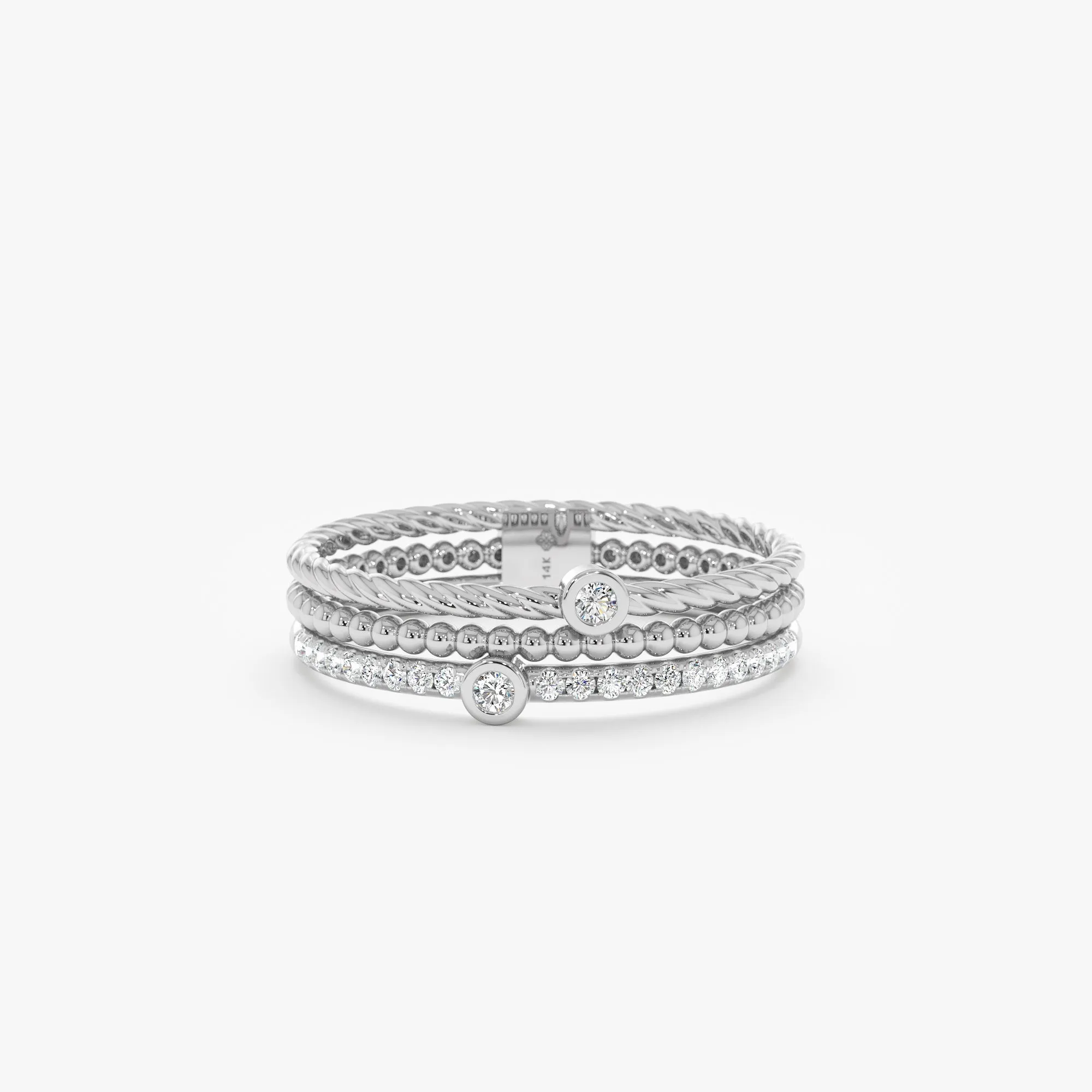 Triple Band Diamond Stack Ring, Capri SARAHELISE