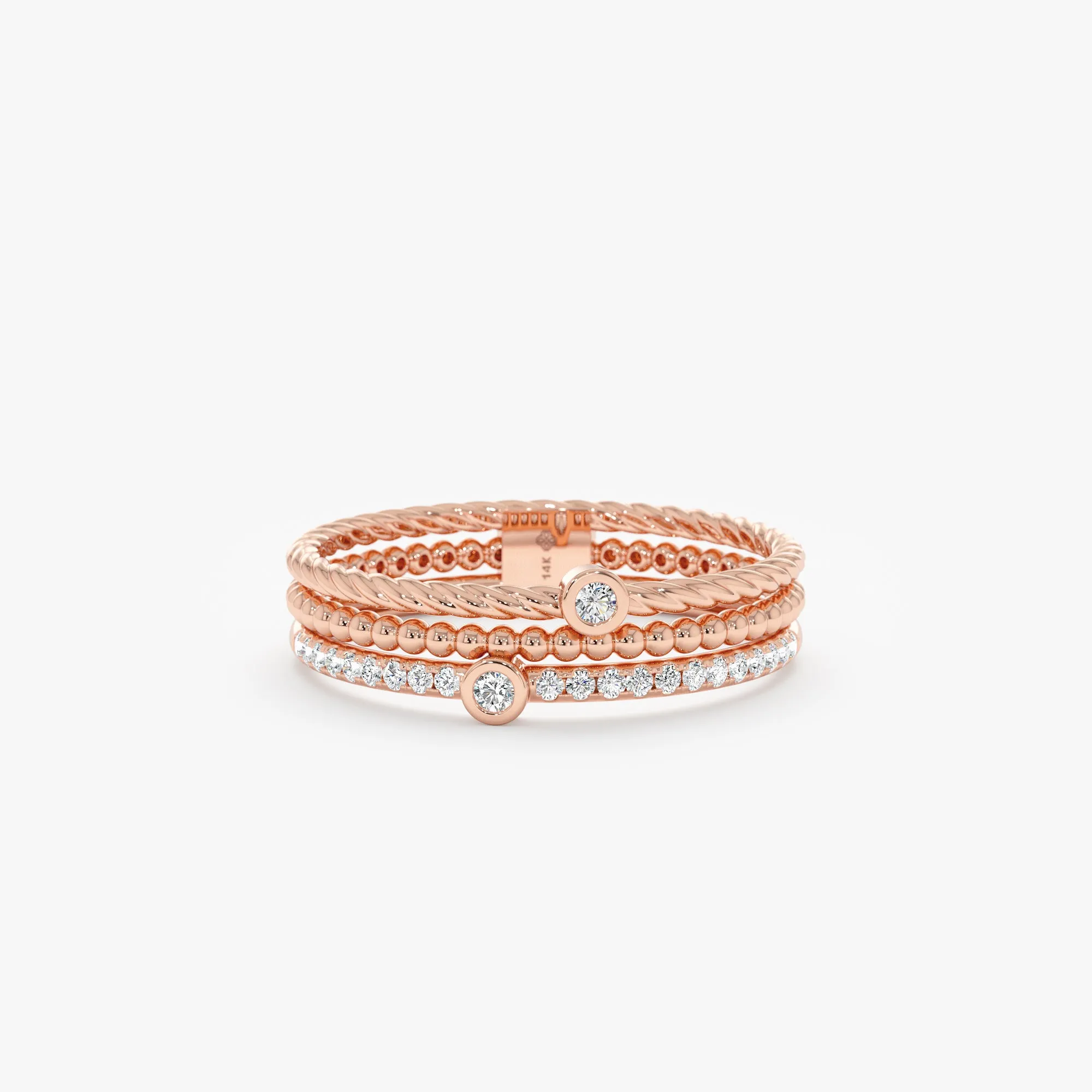 Triple Band Diamond Stack Ring, Capri SARAHELISE
