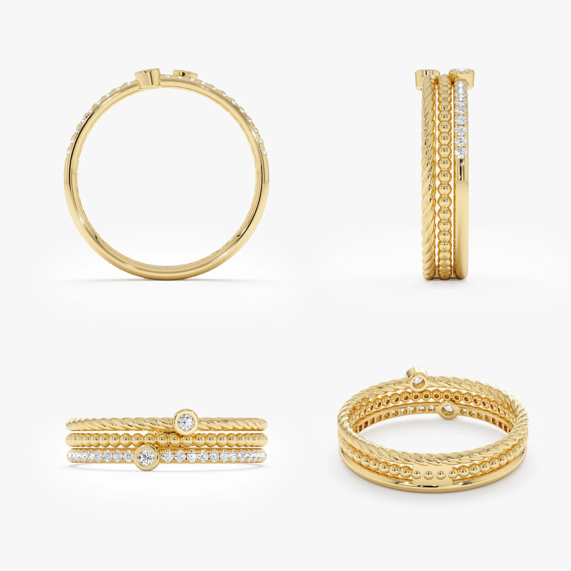 Triple Band Diamond Stack Ring, Capri SARAHELISE