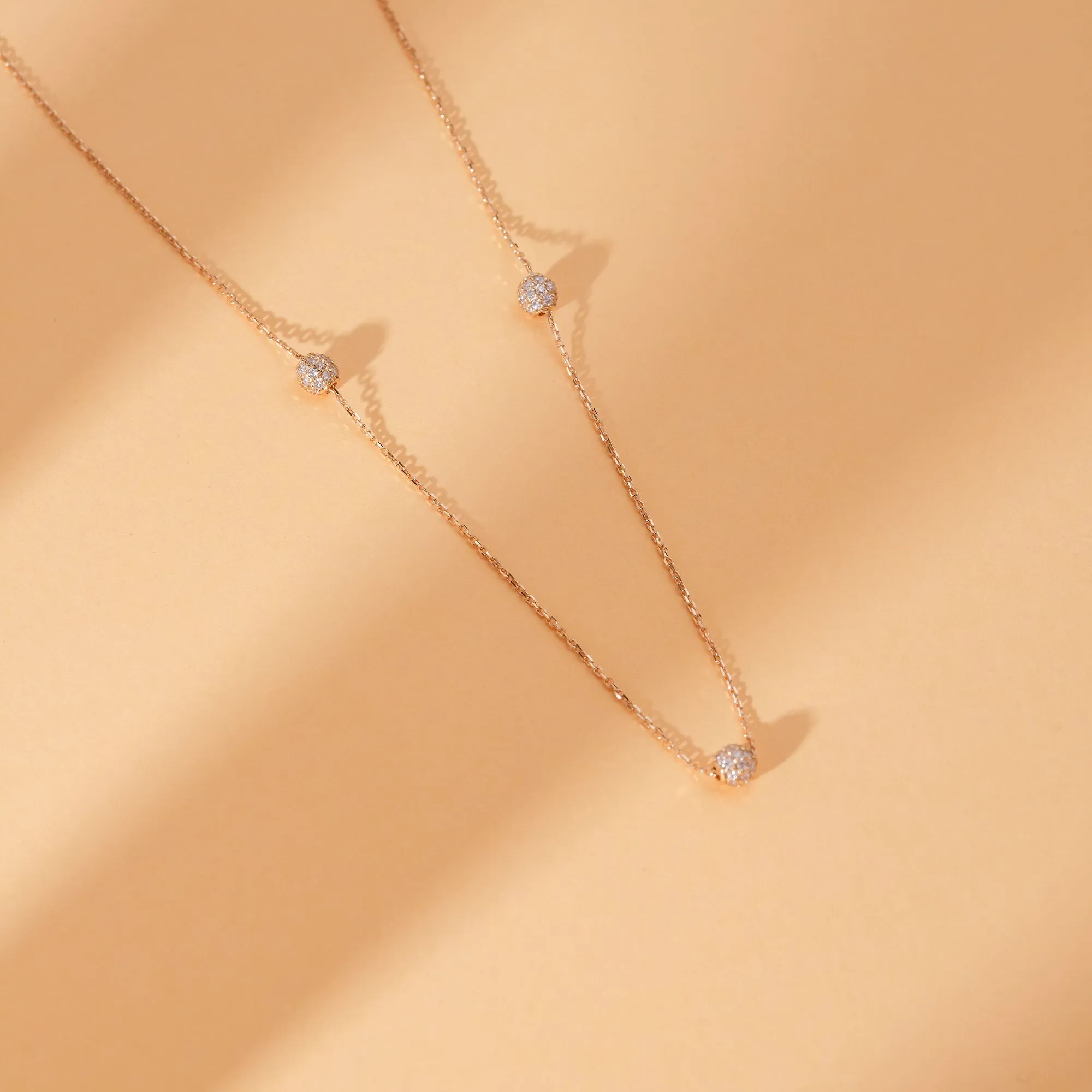 Triple Diamond Ball Station Necklace, Olivia SARAHELISE