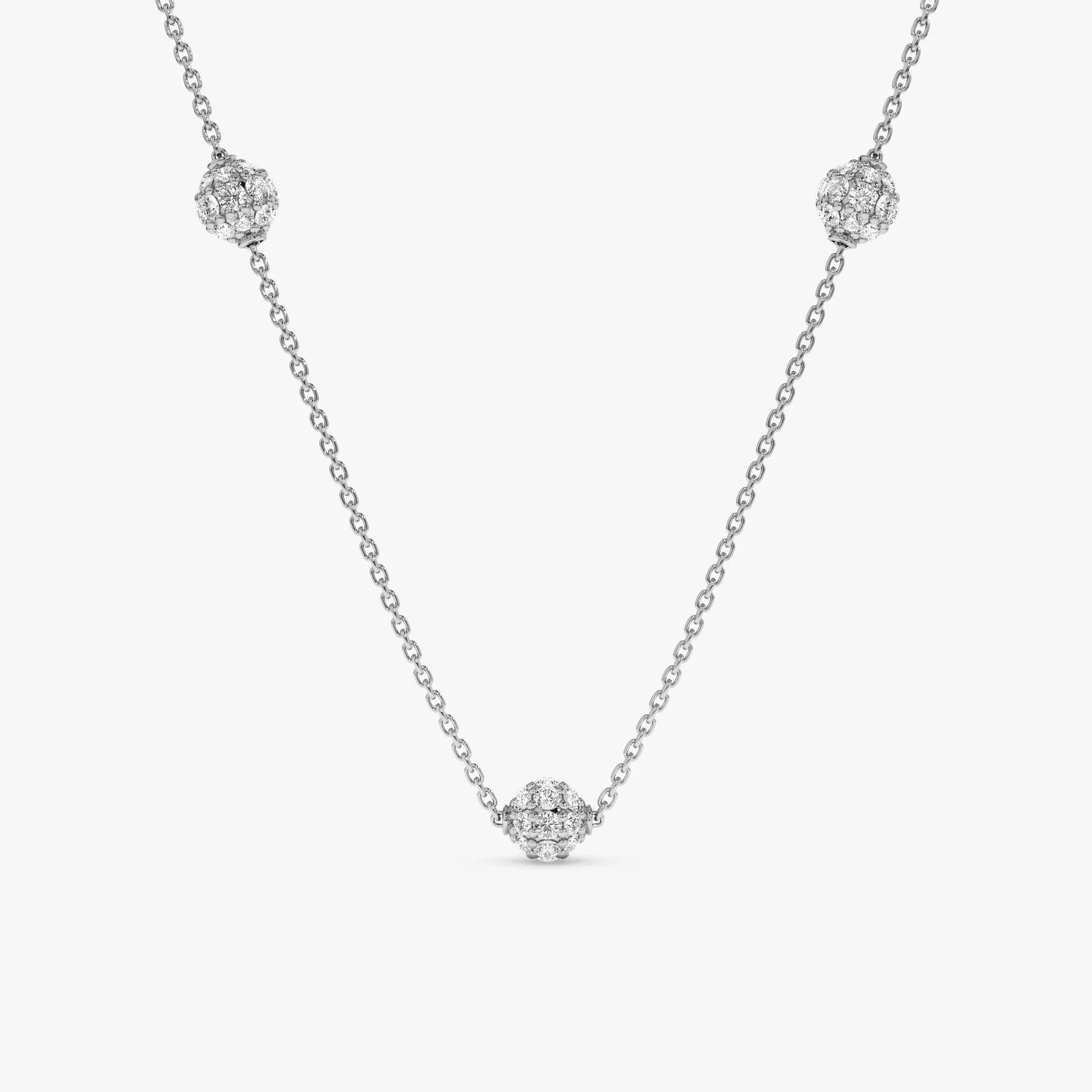 Triple Diamond Ball Station Necklace, Olivia SARAHELISE