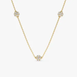 Triple Diamond Ball Station Necklace, Olivia SARAHELISE