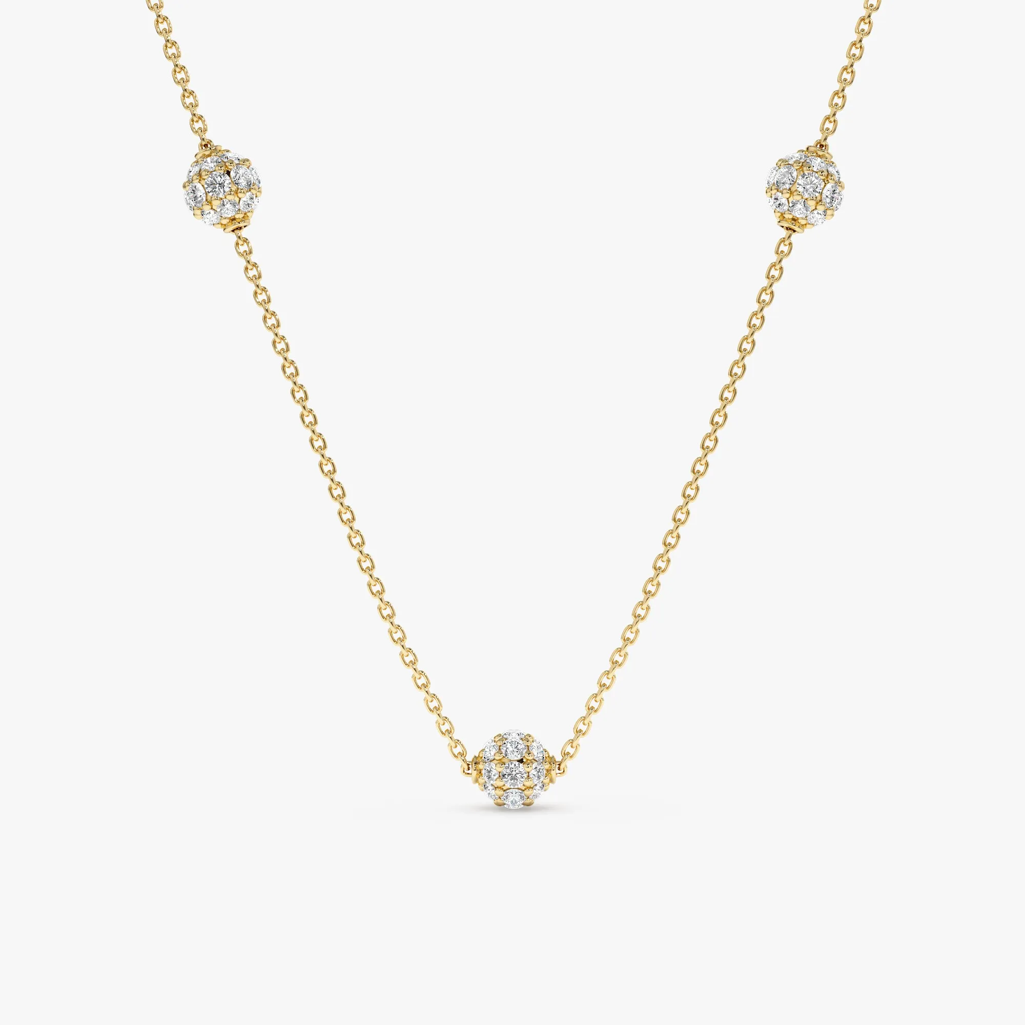 Triple Diamond Ball Station Necklace, Olivia SARAHELISE