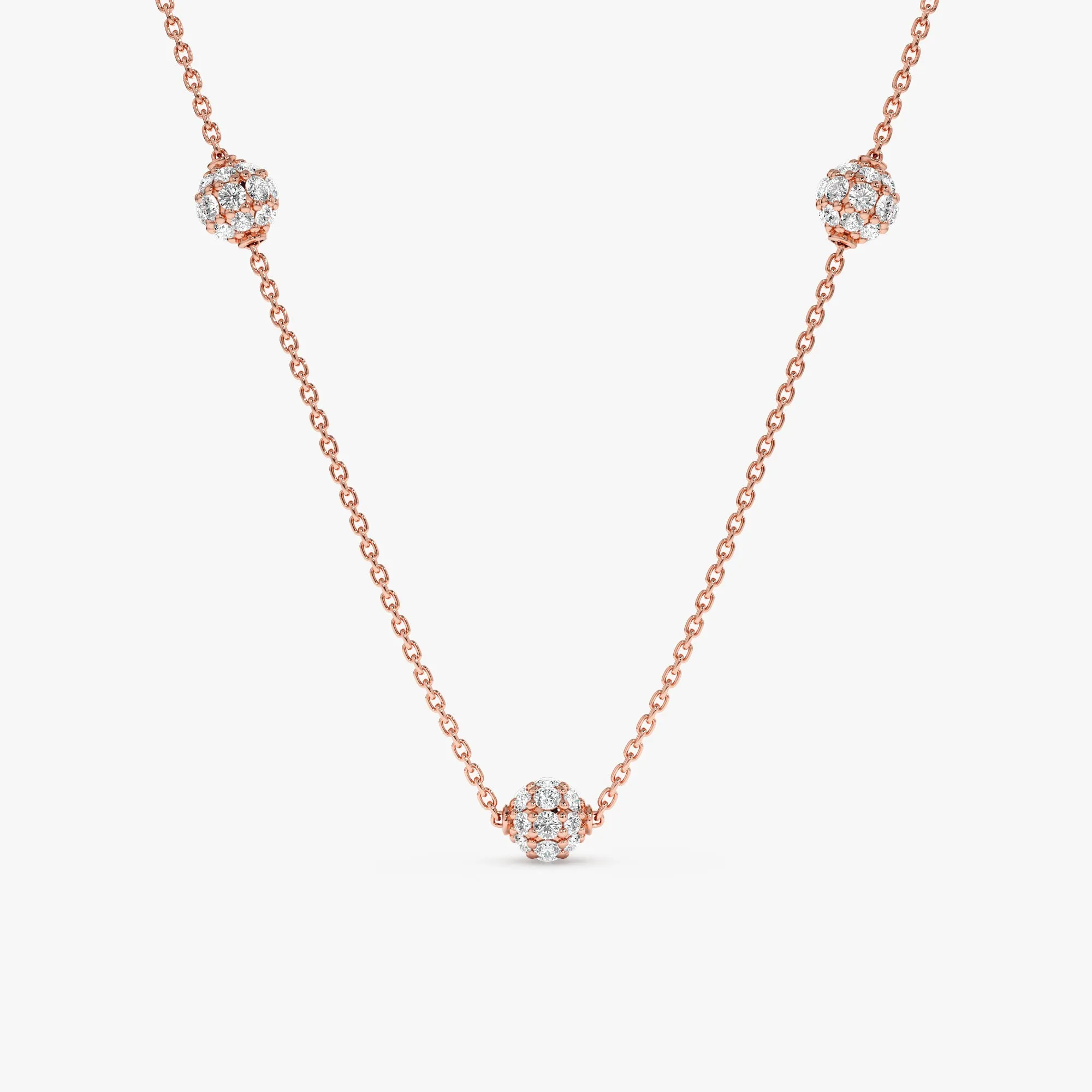 Triple Diamond Ball Station Necklace, Olivia SARAHELISE