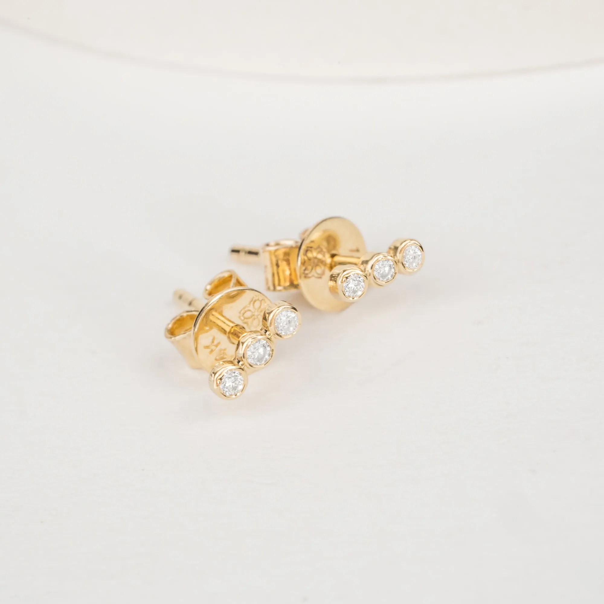 Triple Diamond Bezel Studs, Brooklyn SARAHELISE