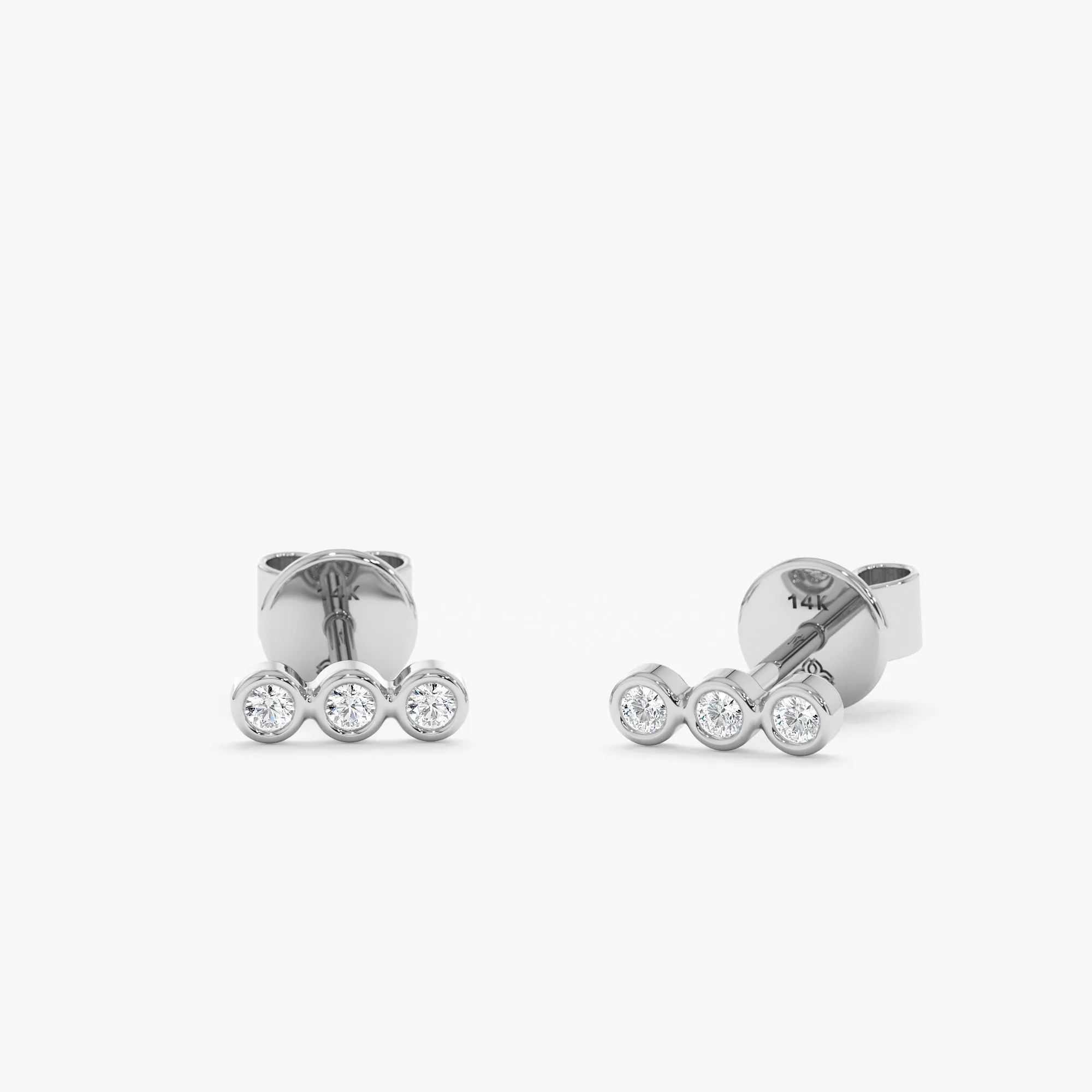 Triple Diamond Bezel Studs, Brooklyn SARAHELISE