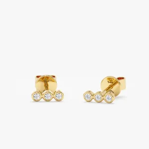 Triple Diamond Bezel Studs, Brooklyn SARAHELISE