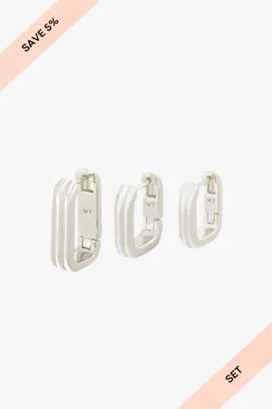 Triple Textured Ovate Hoops Set Silver Wildthings Collectables