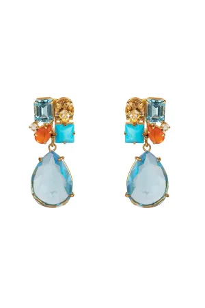 Turquoise Citrine Cluster Earrings