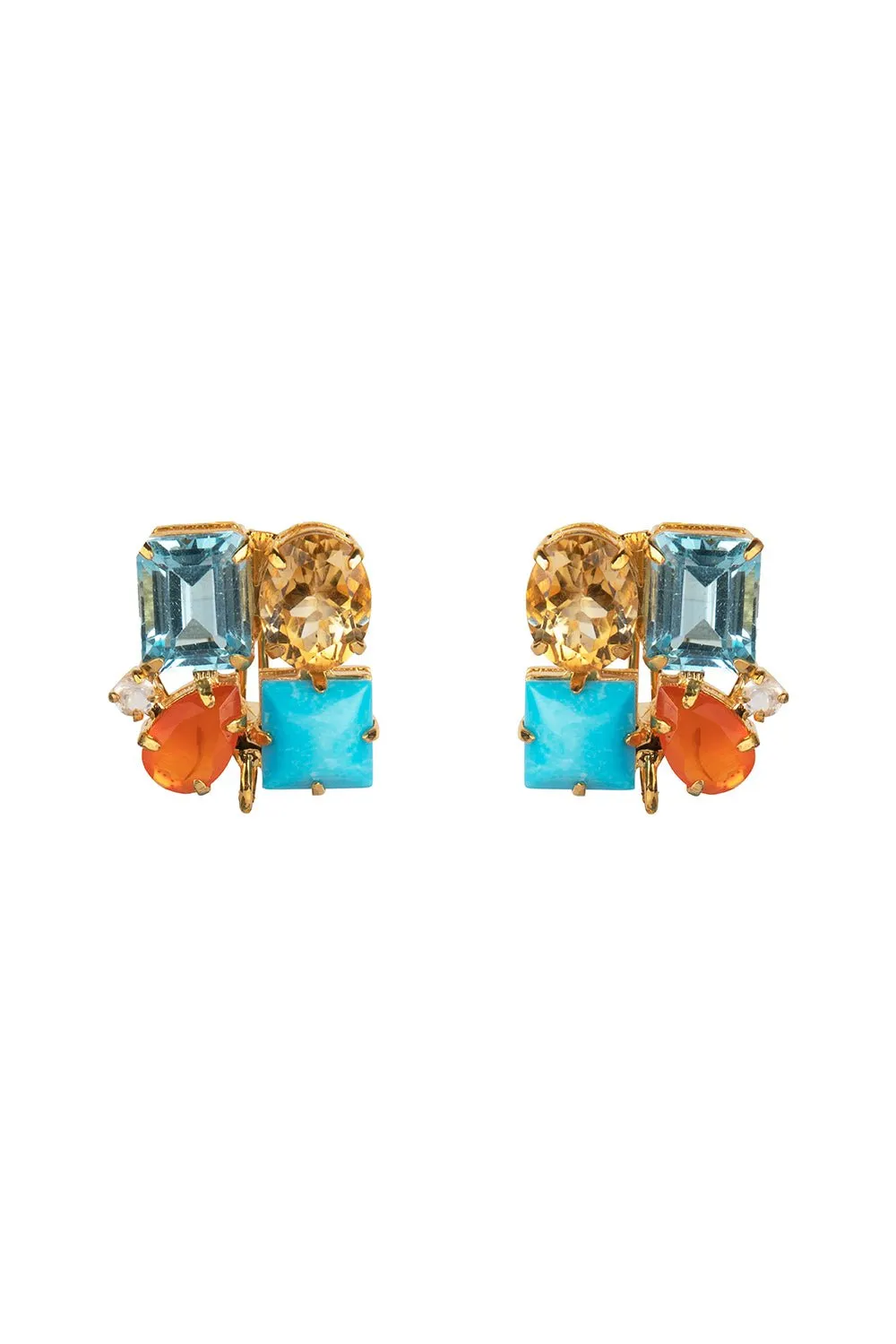 Turquoise Citrine Cluster Earrings