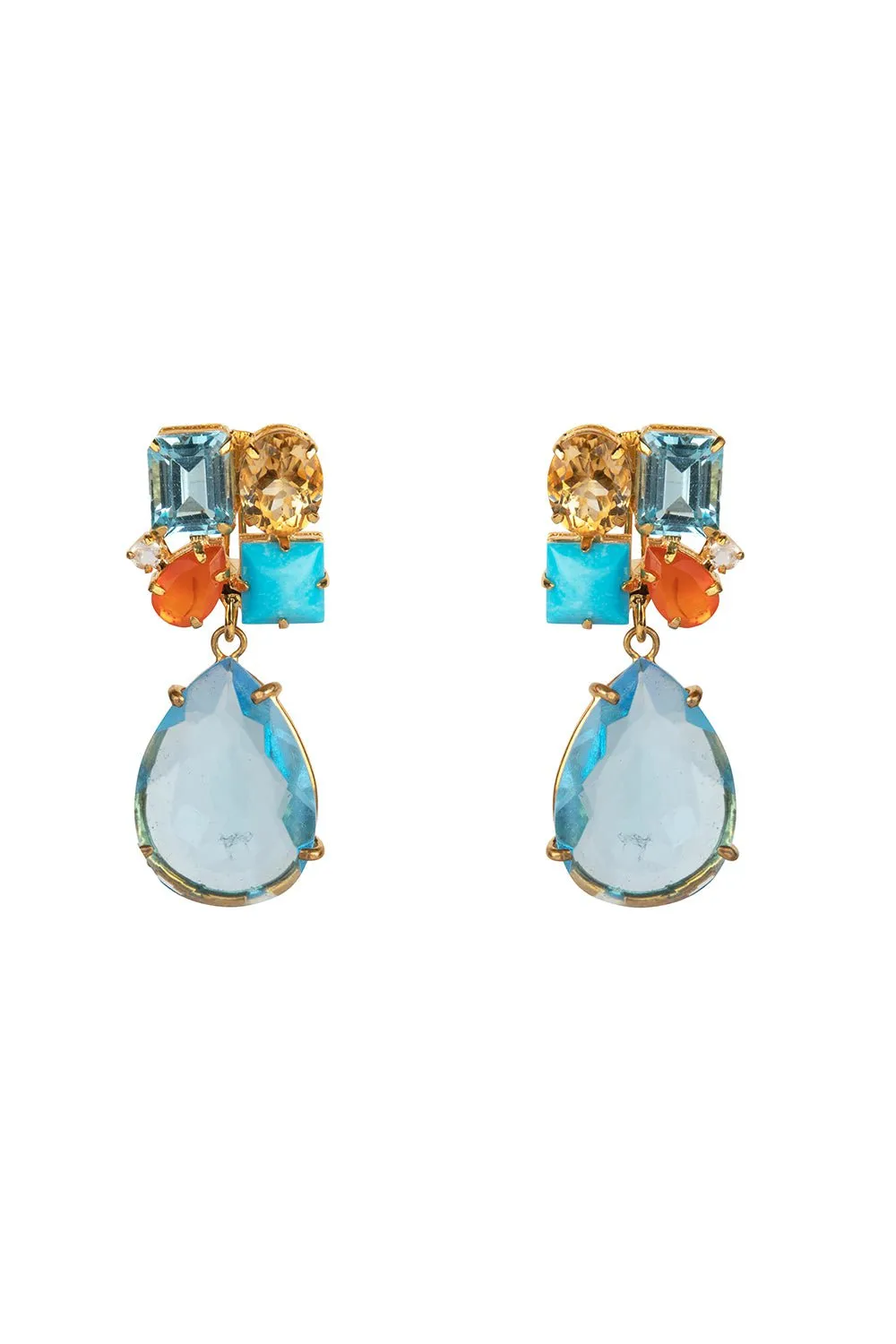 Turquoise Citrine Cluster Earrings