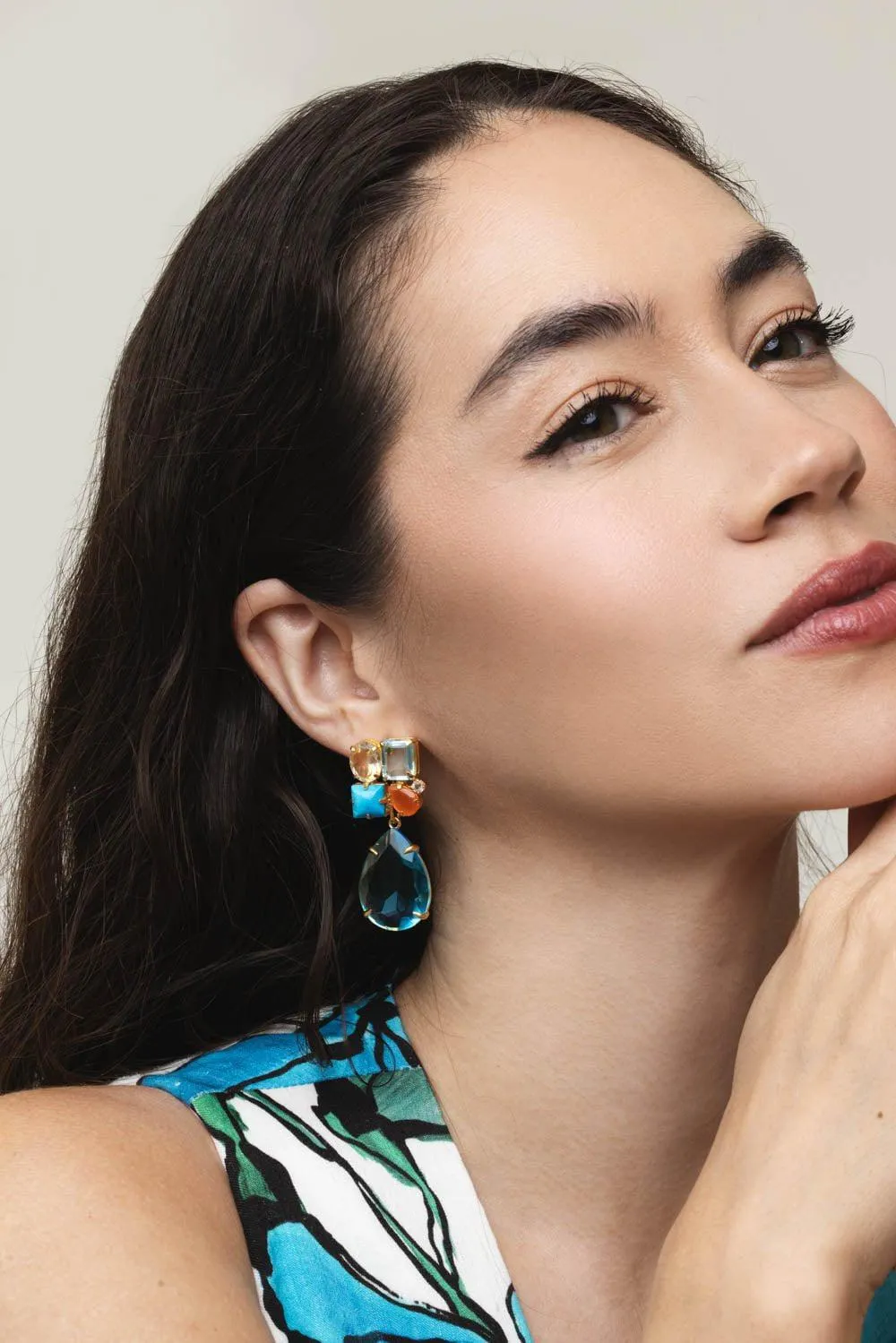 Turquoise Citrine Cluster Earrings