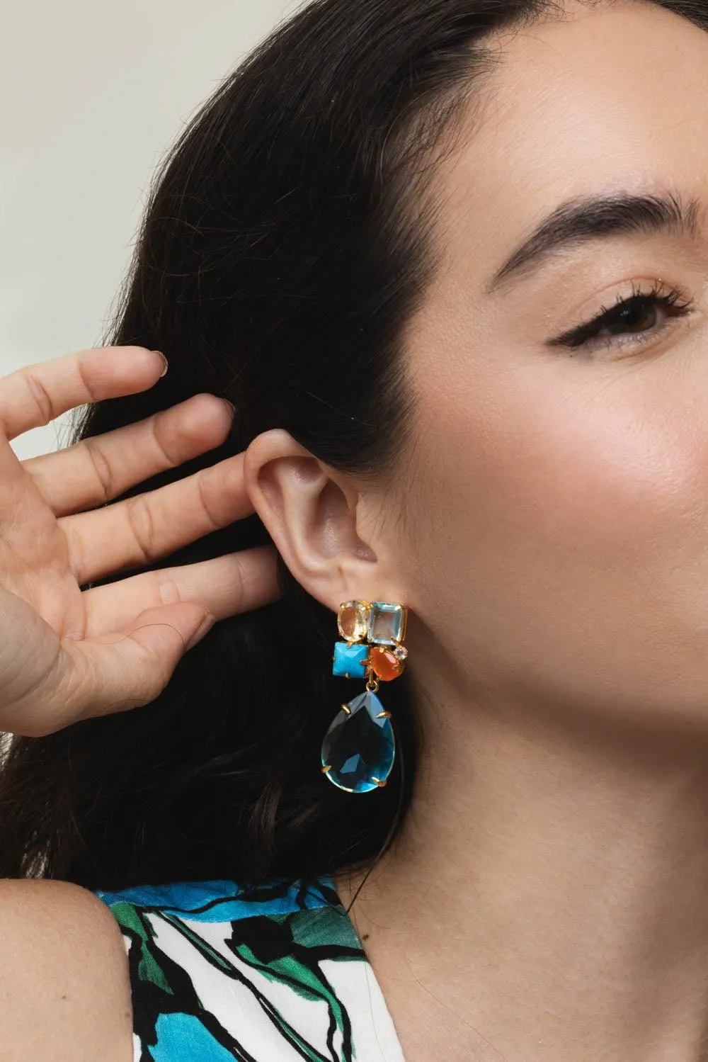 Turquoise Citrine Cluster Earrings