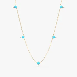 Turquoise Diamond Station Necklace, Winona SARAHELISE