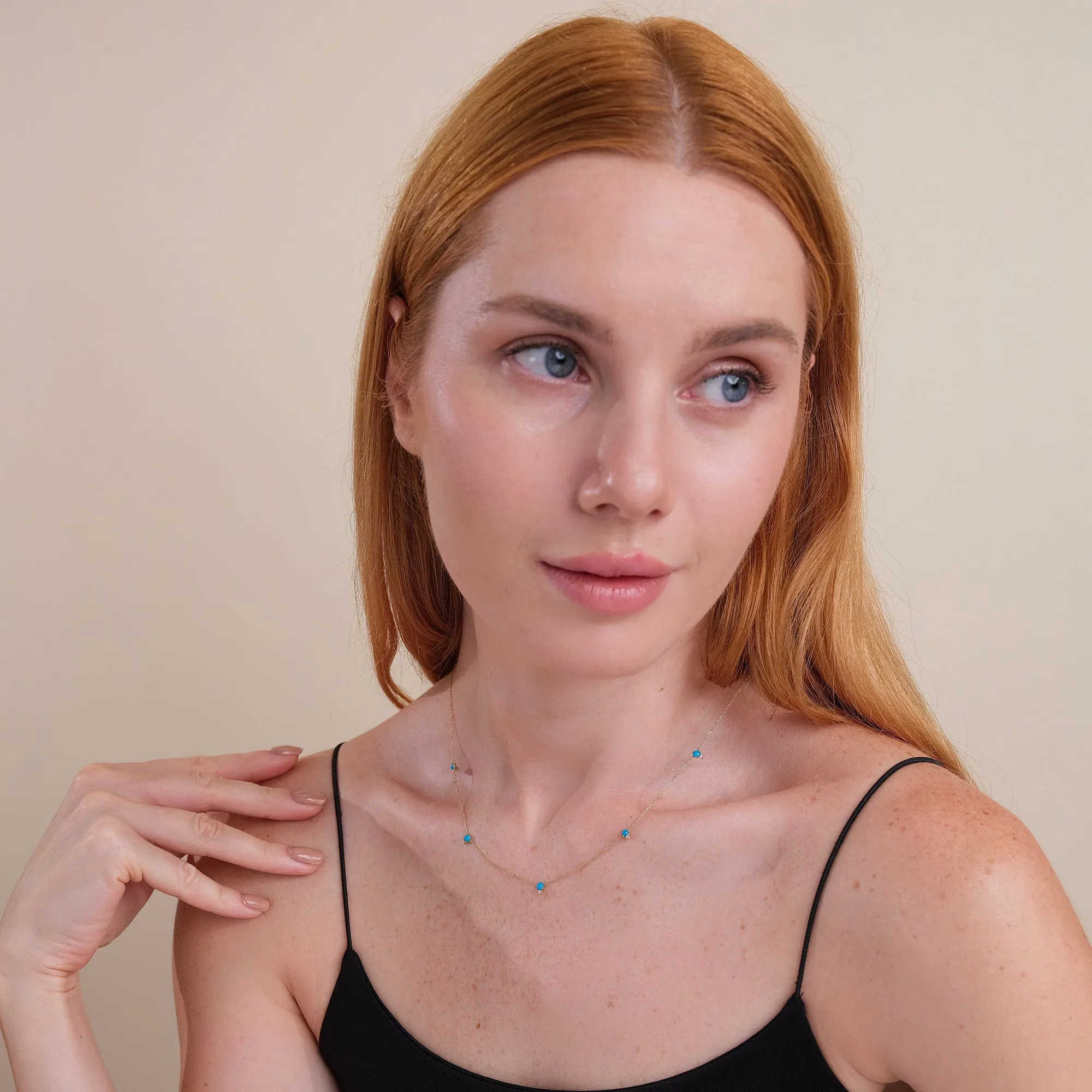 Turquoise Diamond Station Necklace, Winona SARAHELISE