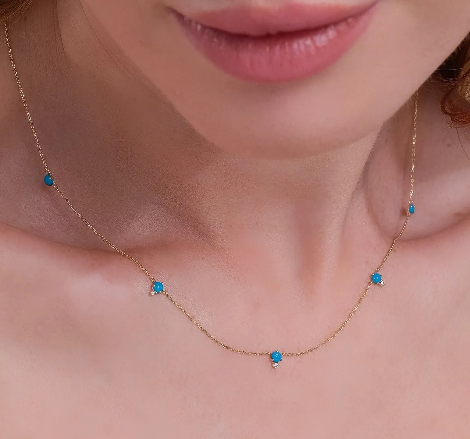 Turquoise Diamond Station Necklace, Winona SARAHELISE