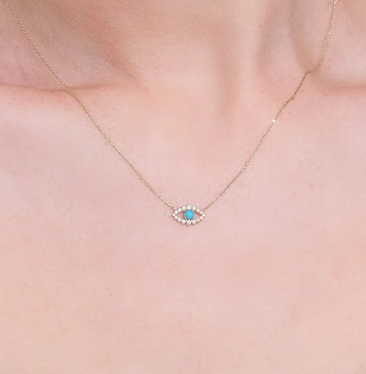 Turquoise Eye Diamond Necklace, Sansa SARAHELISE